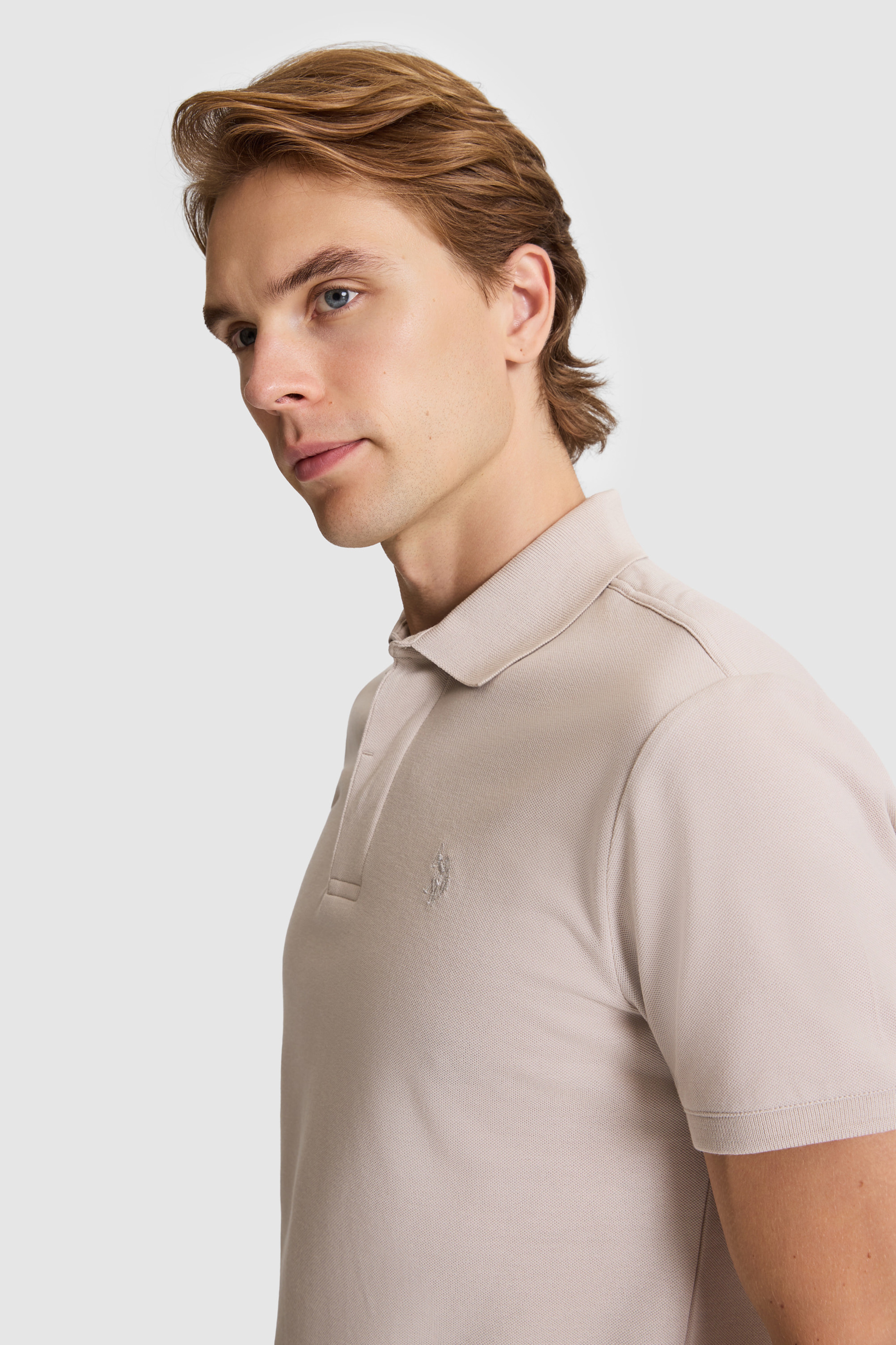 Erkek Taş Slim Fit Polo Yaka Basic Tişört - Image 2