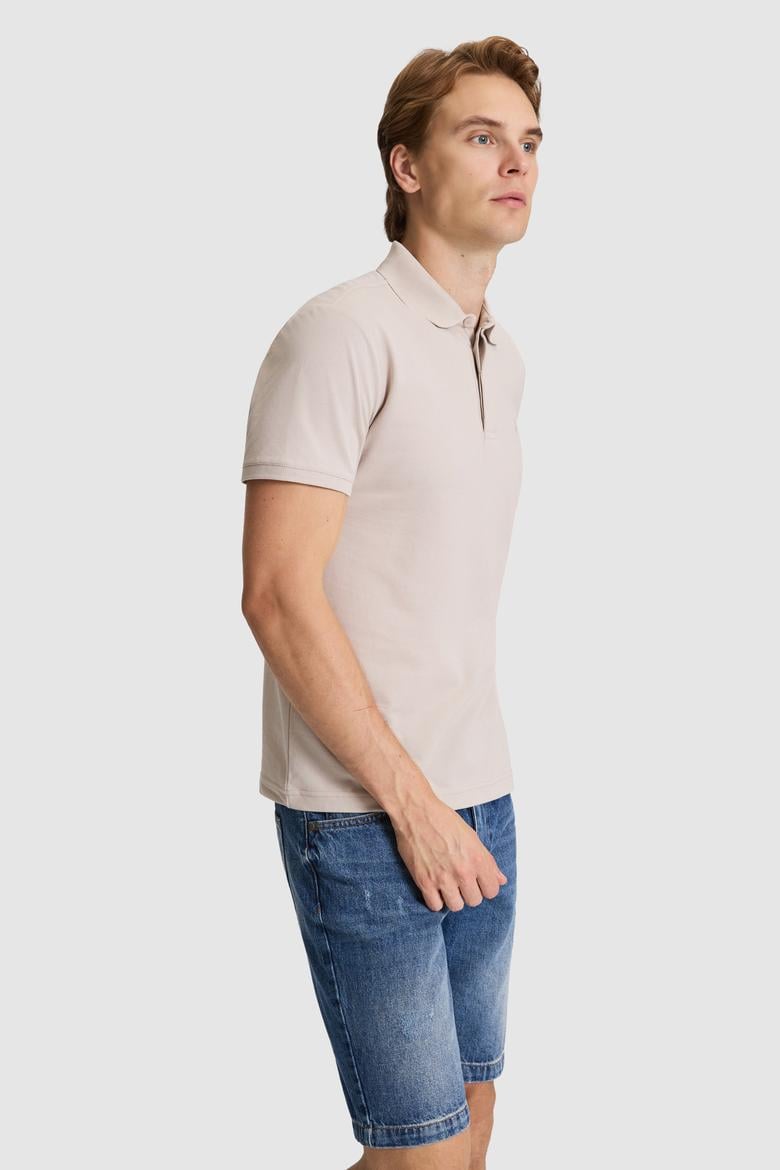 Erkek Taş Slim Fit Polo Yaka Basic Tişört - 50327003067