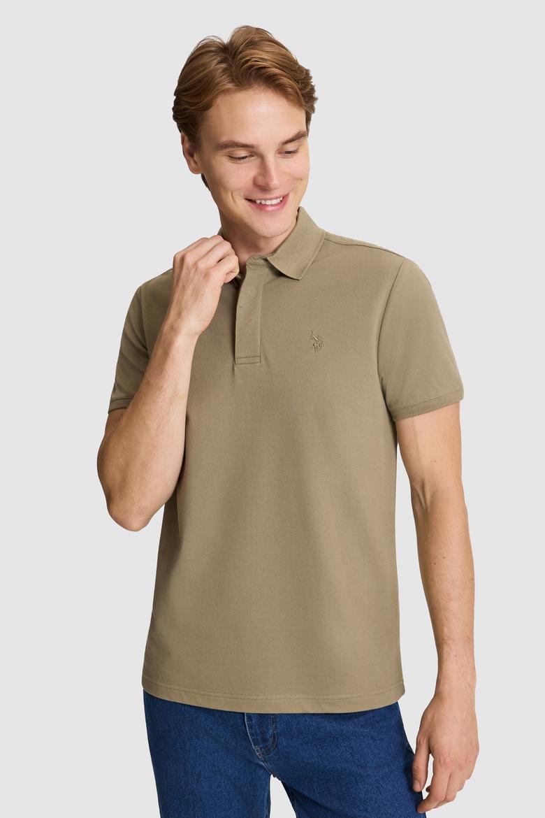 Erkek Haki Slim Fit Polo Yaka Basic Tişört - 50327003042
