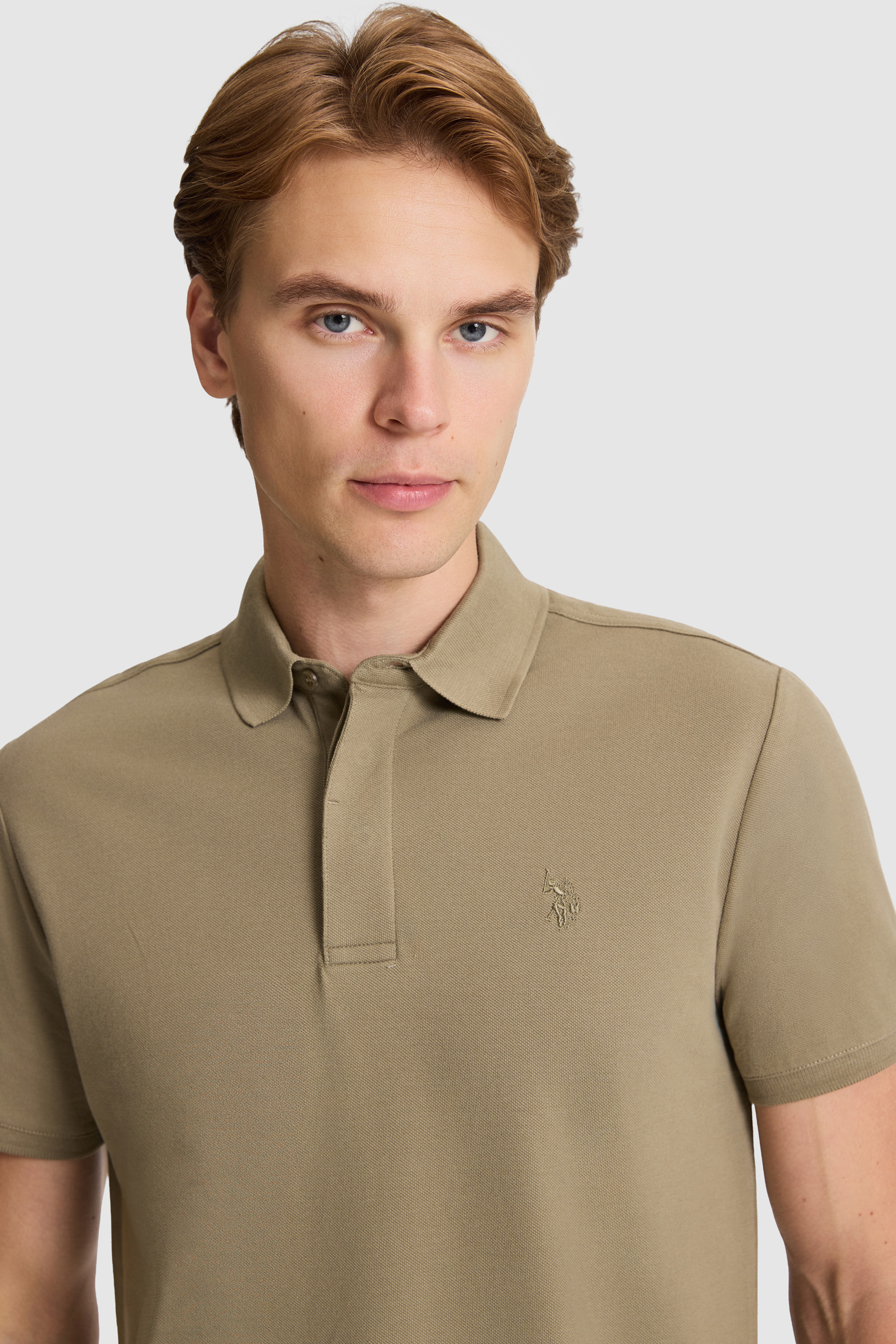 Erkek Haki Slim Fit Polo Yaka Basic Tişört - Image 2