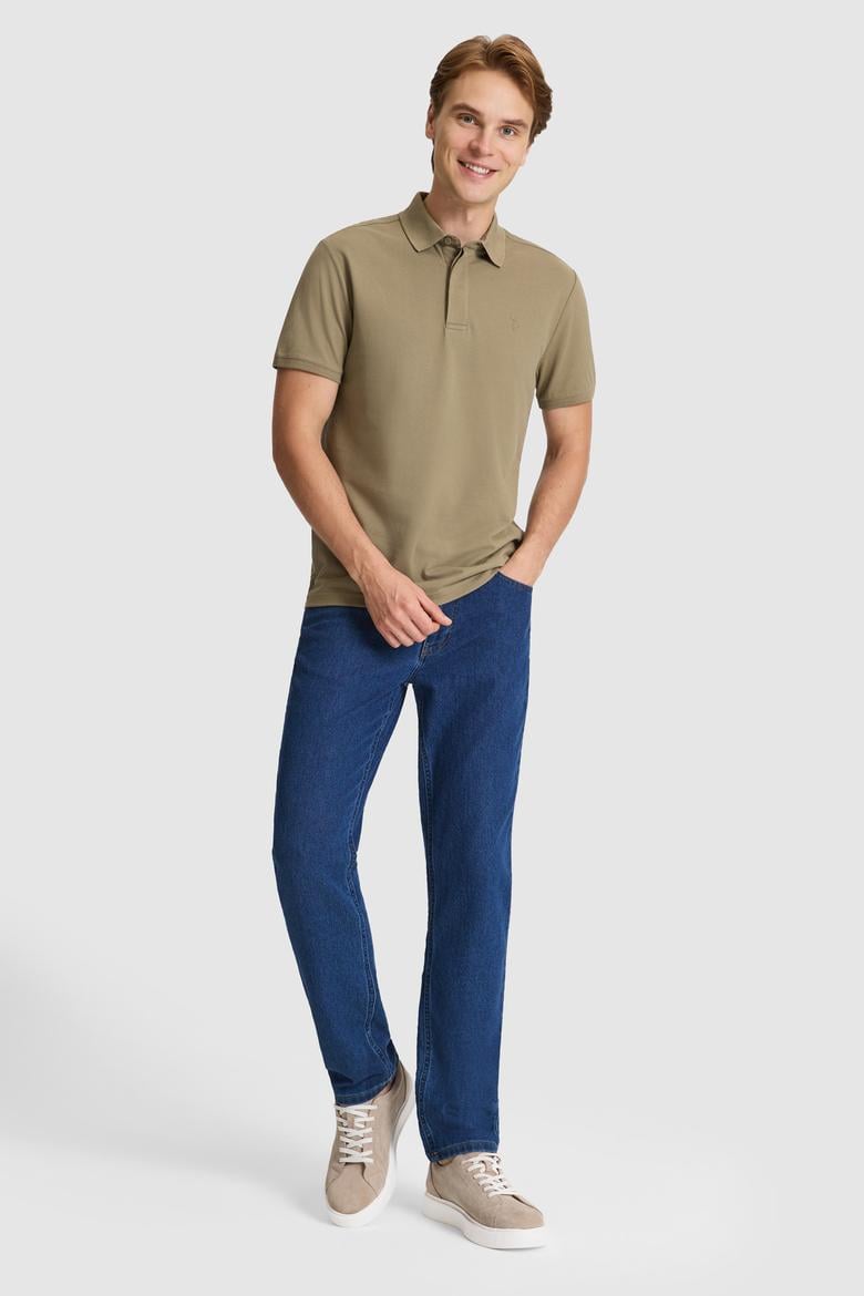 Erkek Haki Slim Fit Polo Yaka Basic Tişört - 50327003042
