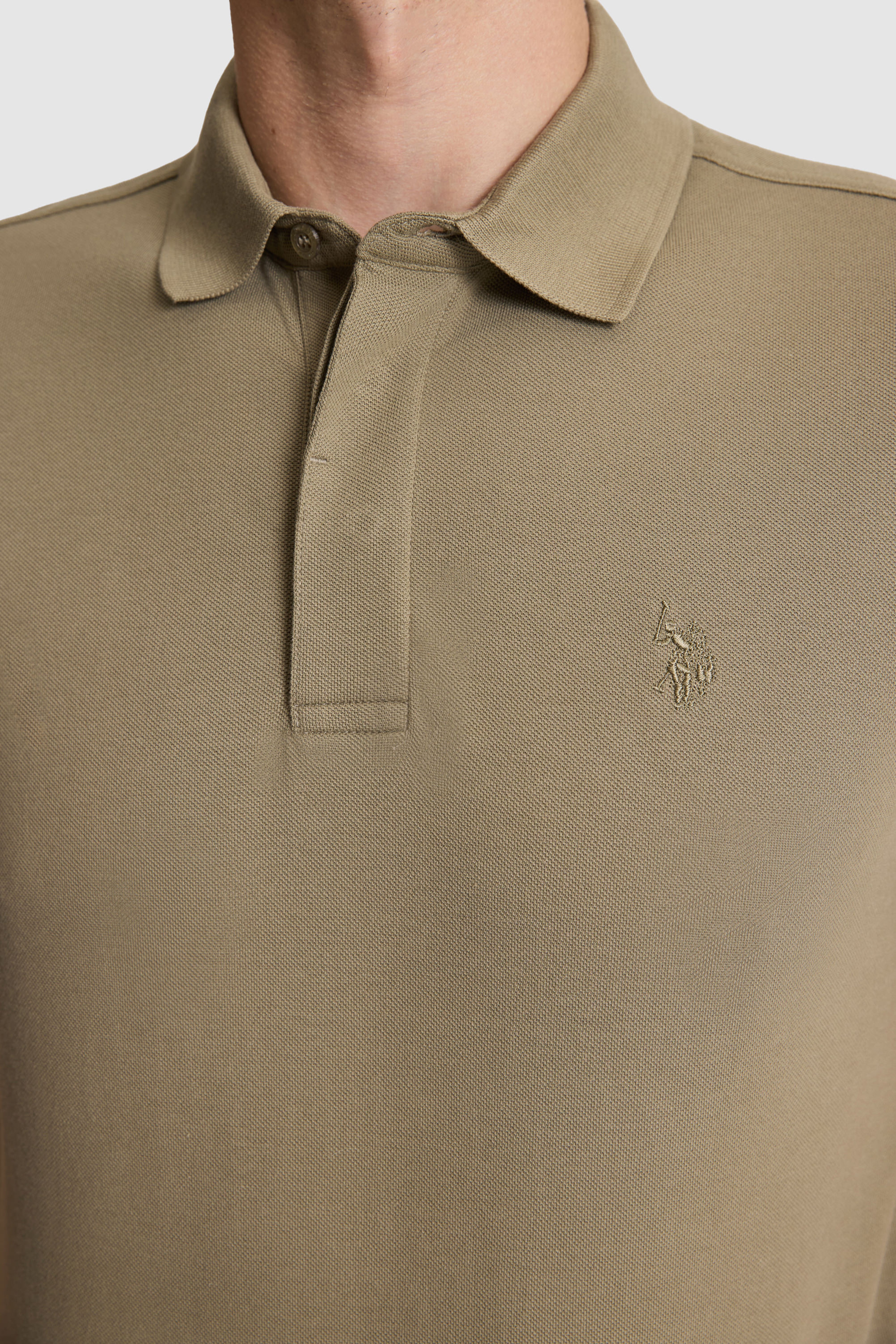 Erkek Haki Slim Fit Polo Yaka Basic Tişört - Image 6
