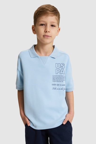 Erkek Çocuk Mavi Polo Yaka Tişört