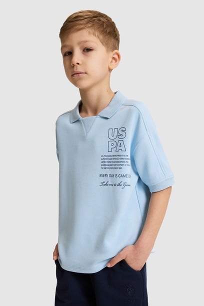 Erkek Çocuk Mavi Polo Yaka Tişört