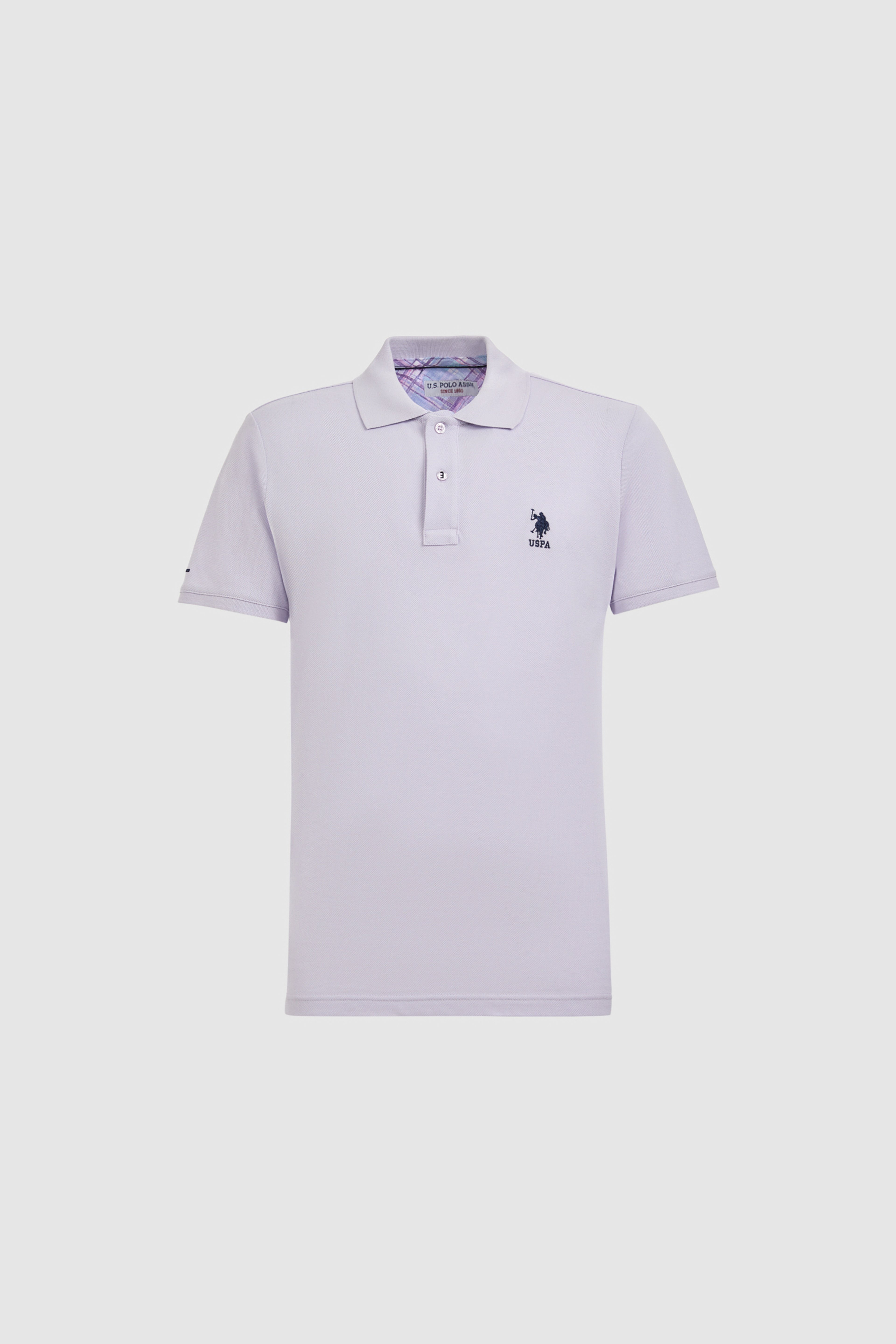 Erkek Lila Slim Fit Polo Yaka Basic Tişört