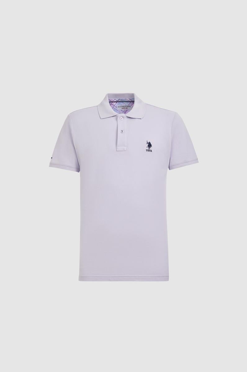 Erkek Lila Slim Fit Polo Yaka Basic Tişört