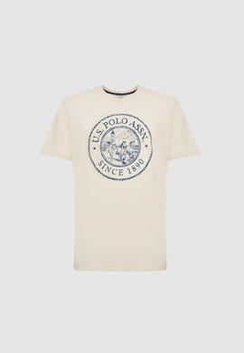 Erkek Krem Regular Fit Bisiklet YakaTişört - 50322495052