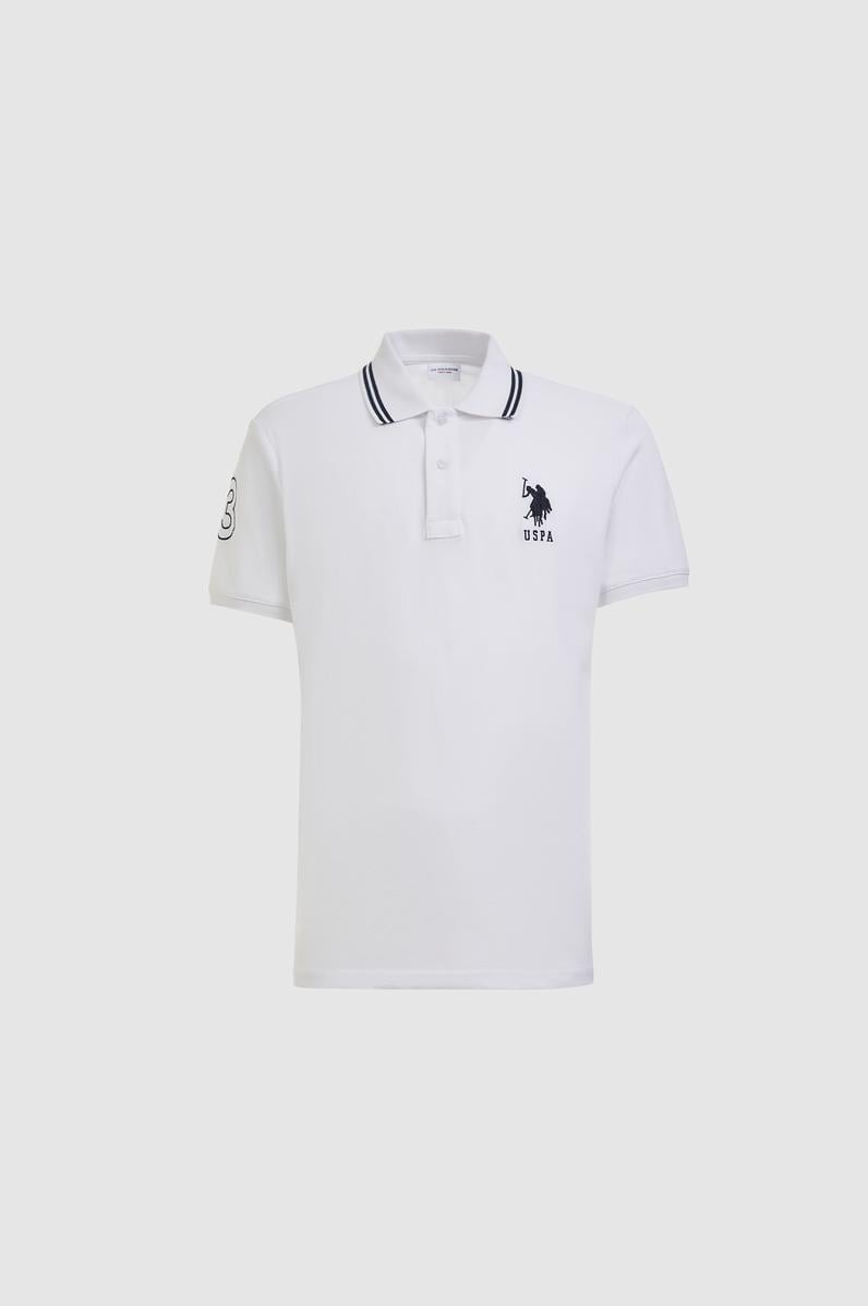 Erkek Beyaz Slim Fit Polo Yaka Basic Tişört