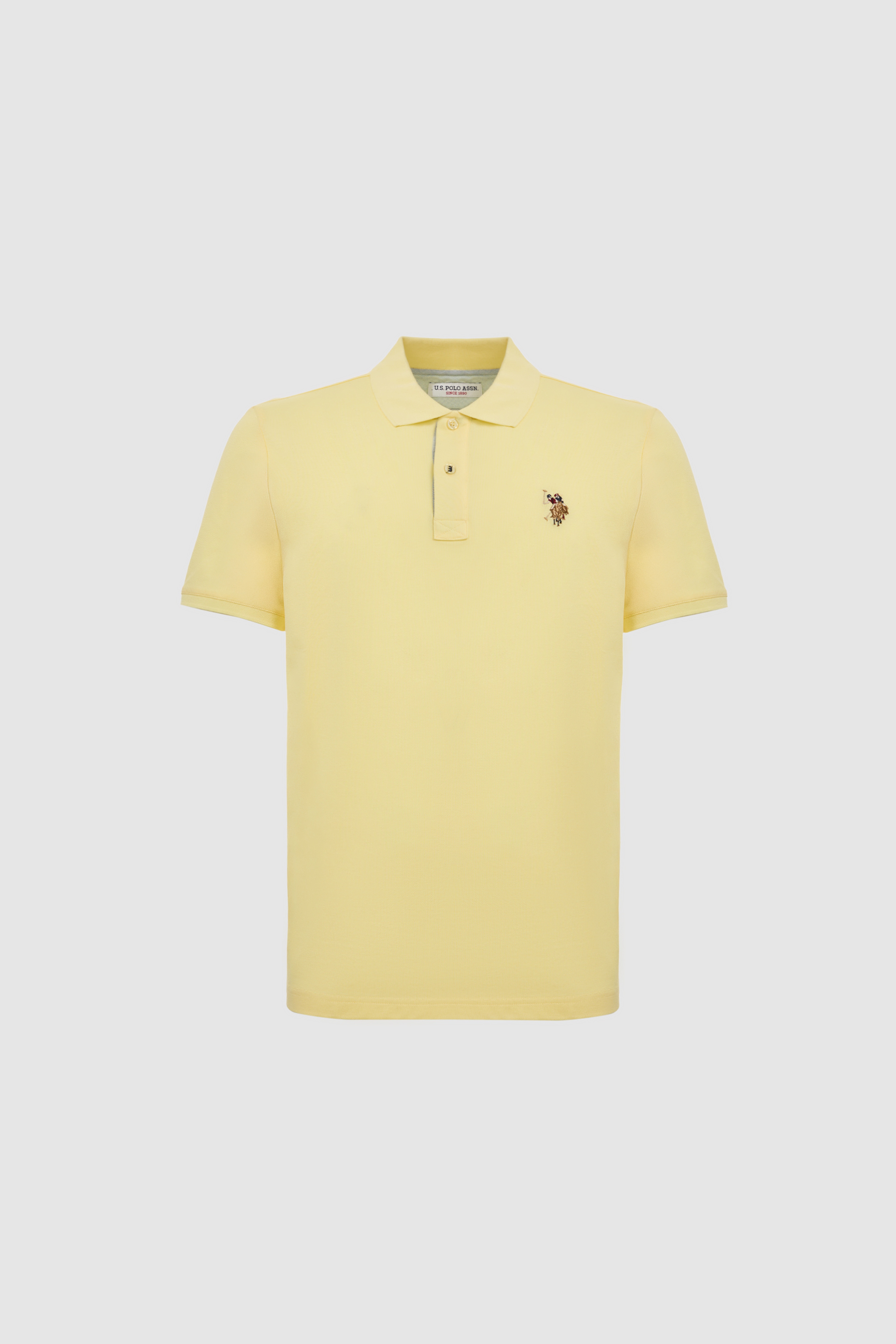 Erkek Açık Sarı Regular Fit Polo Yaka Basic Tişört