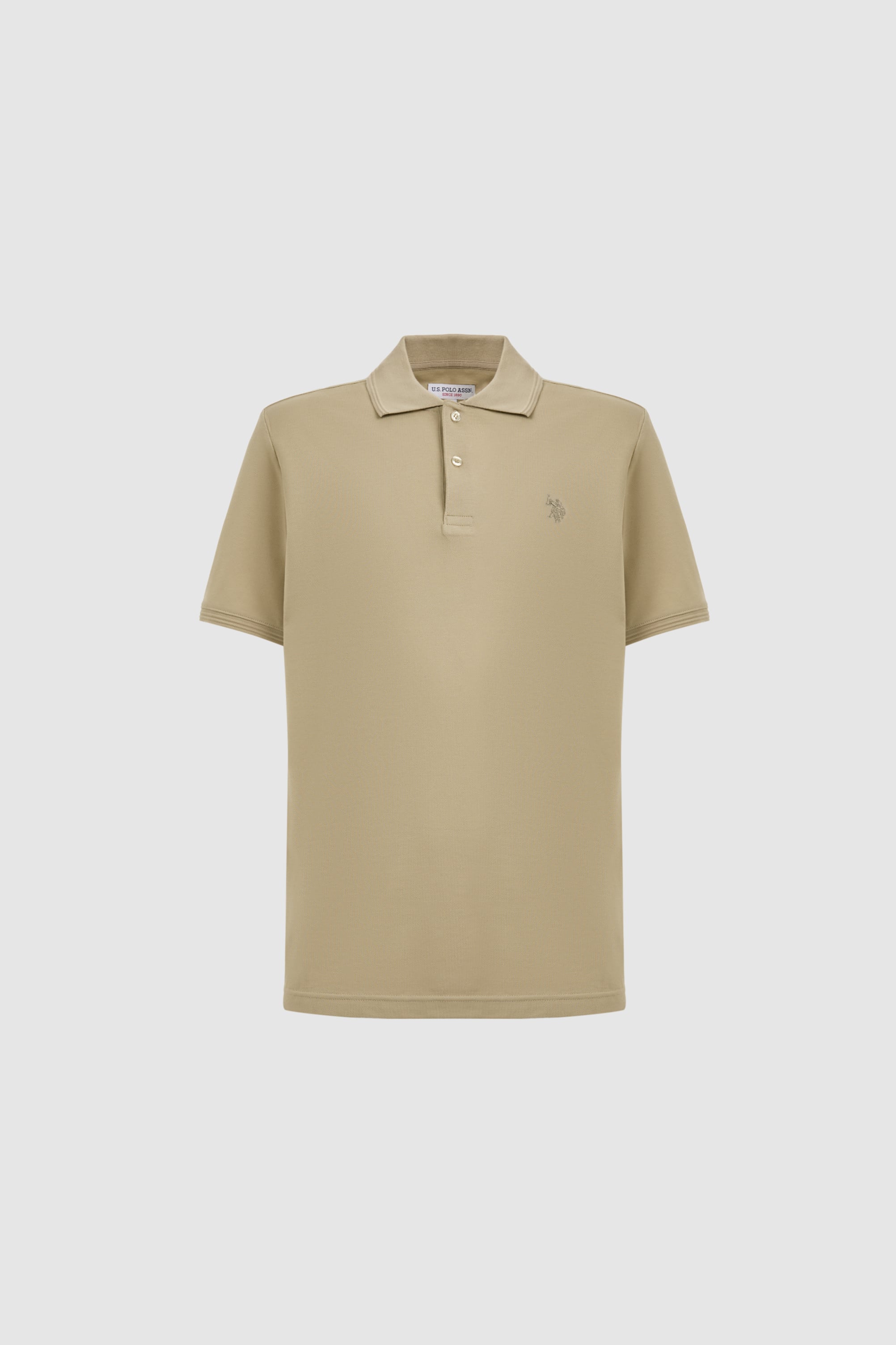 Erkek Açık Haki Regular Fit Polo Yaka Basic Tişört