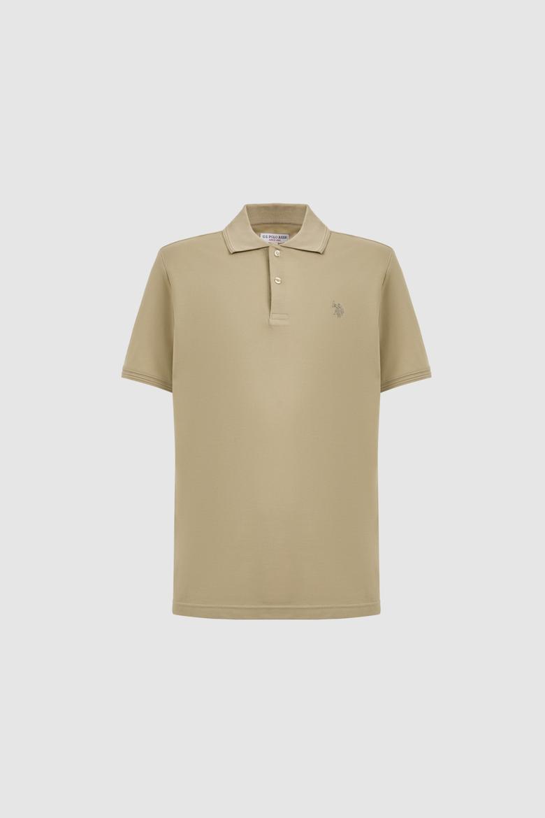 Erkek Açık Haki Regular Fit Polo Yaka Basic Tişört - 50324938180