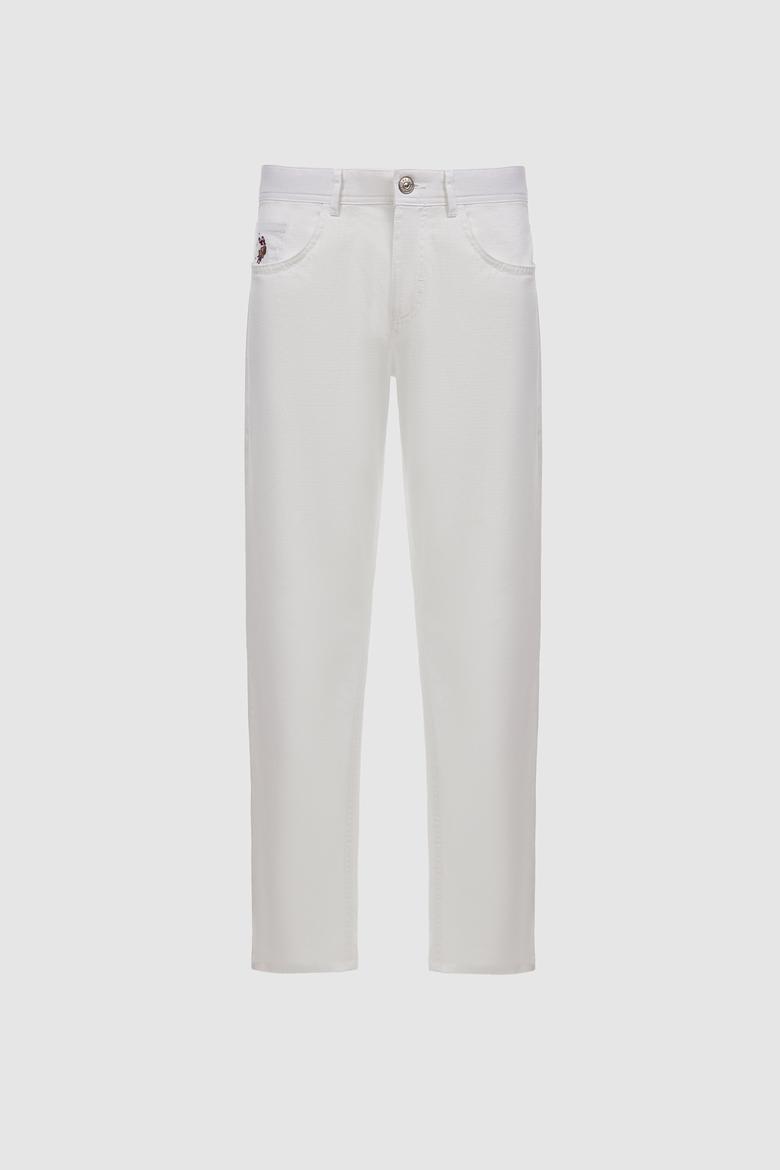 Erkek Beyaz Kanvas / Chino Pantolon - 50322356094