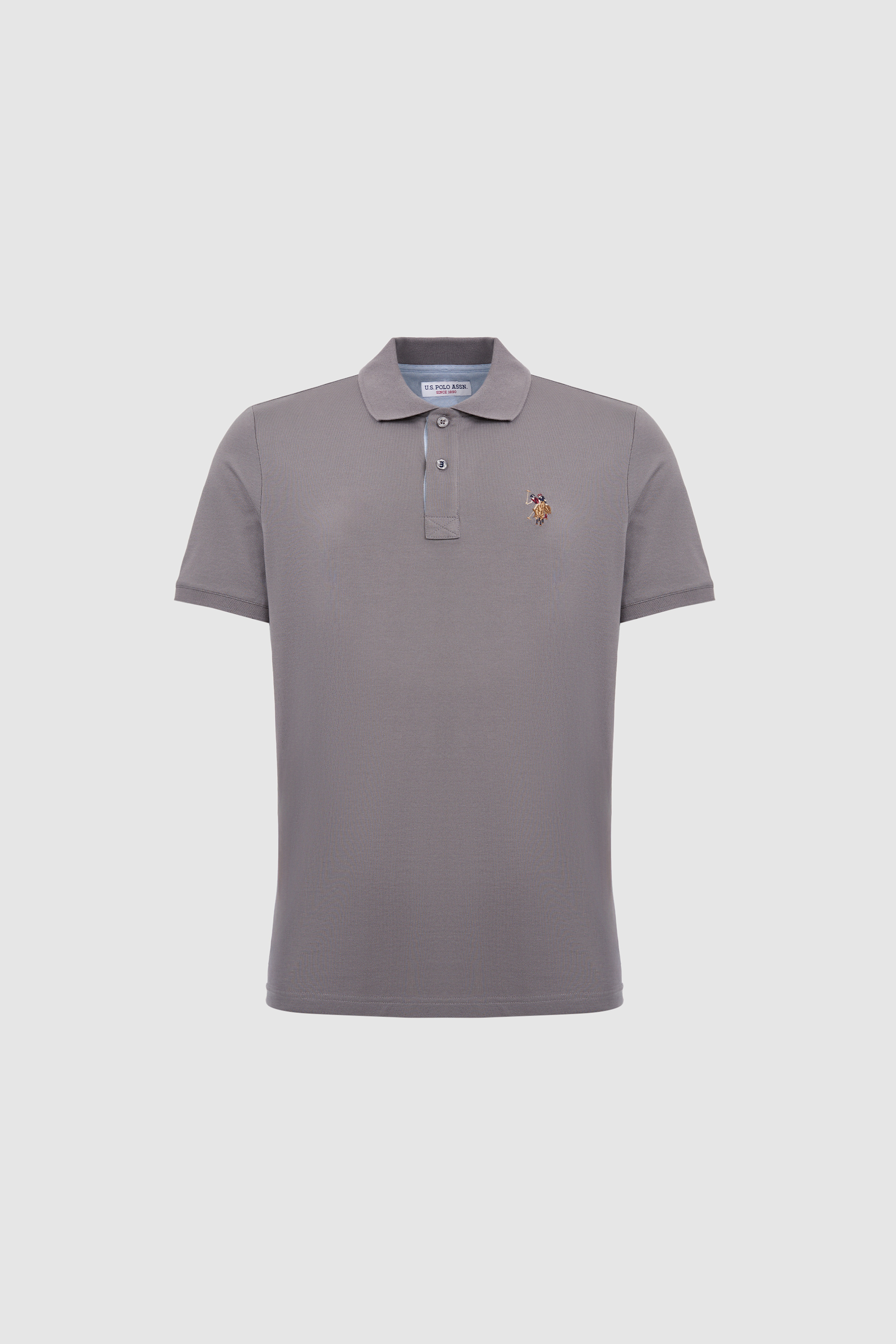 Erkek Gri Regular Fit Polo Yaka Basic Tişört