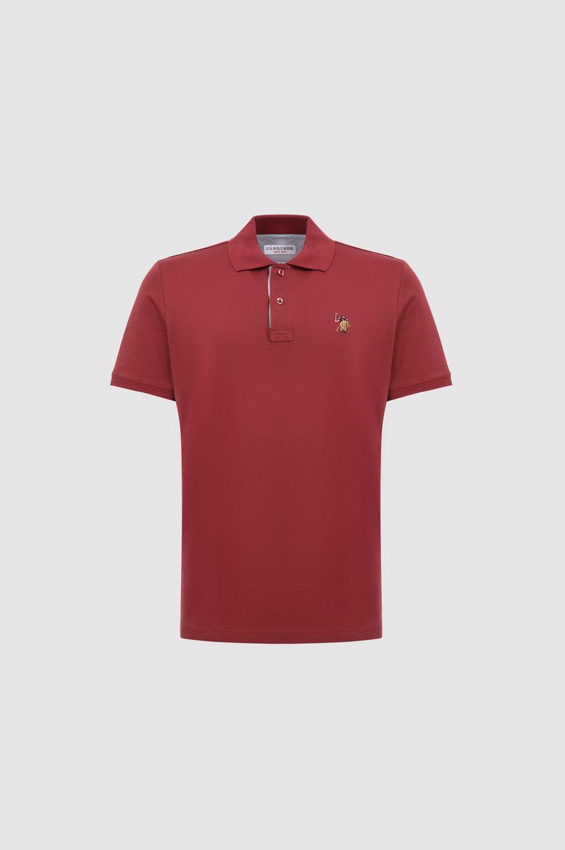 Erkek Vişne Regular Fit Polo Yaka Basic Tişört