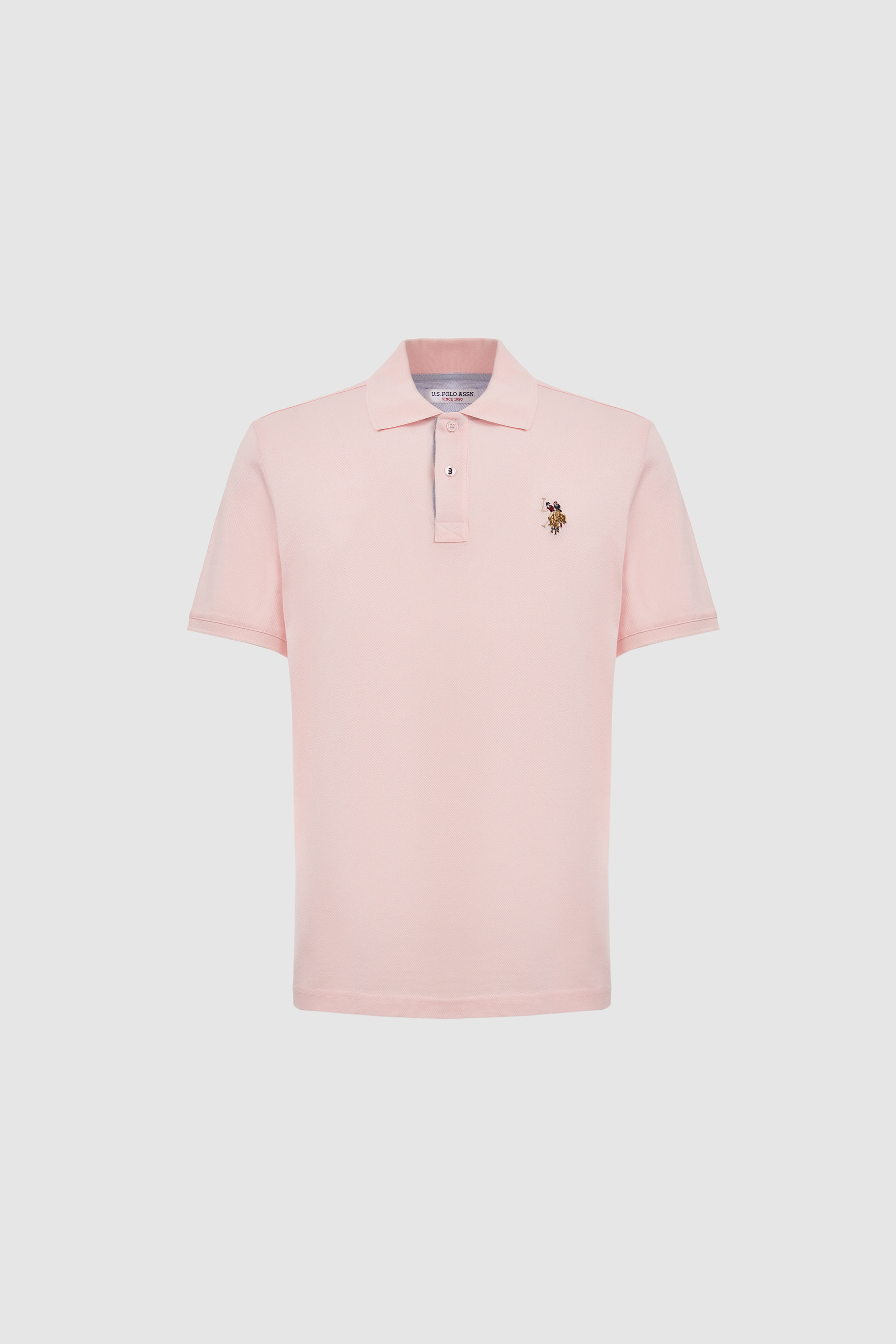 Erkek Açık Pembe Regular Fit Polo Yaka Basic Tişört