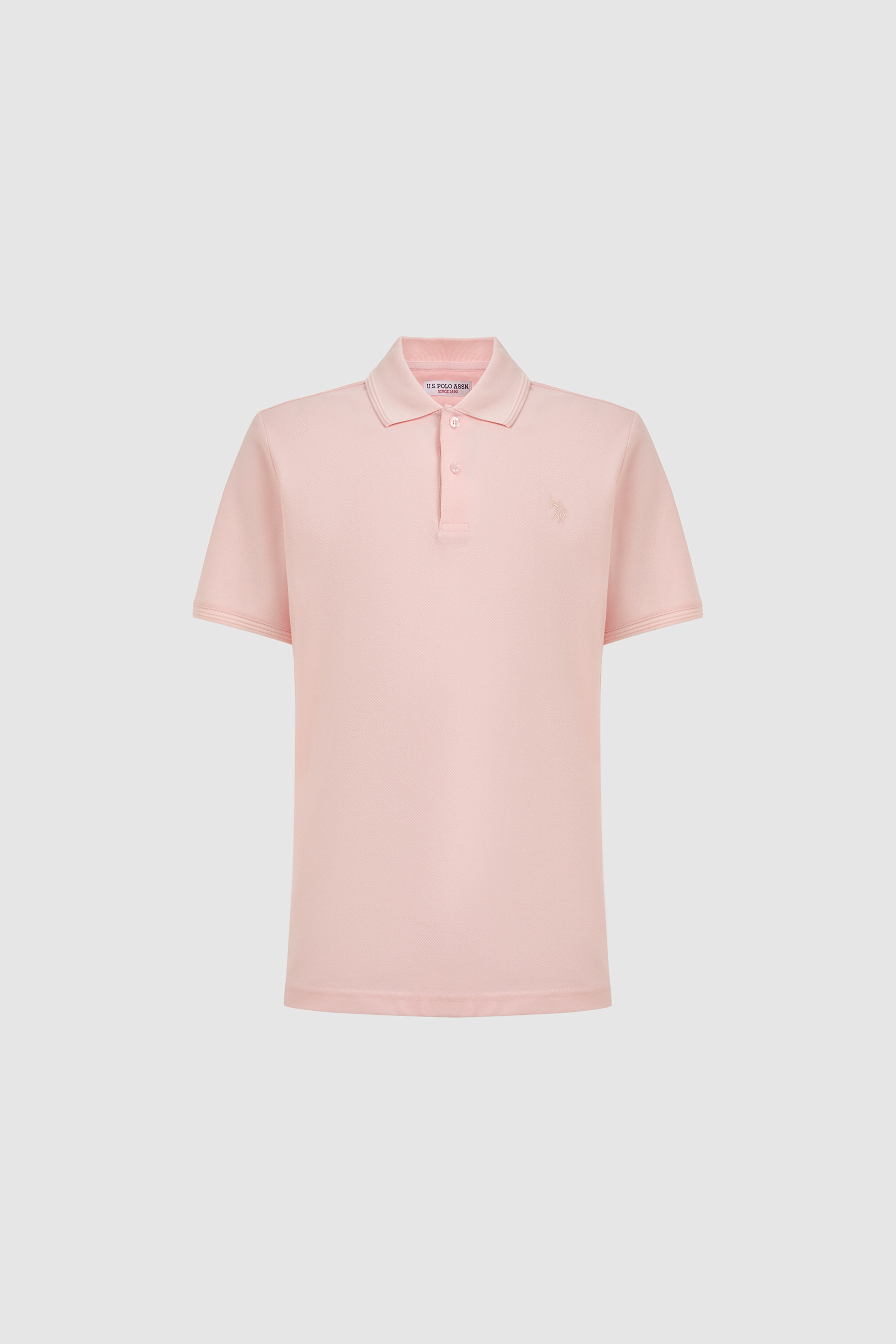Erkek Açık Pembe Regular Fit Polo Yaka Basic Tişört