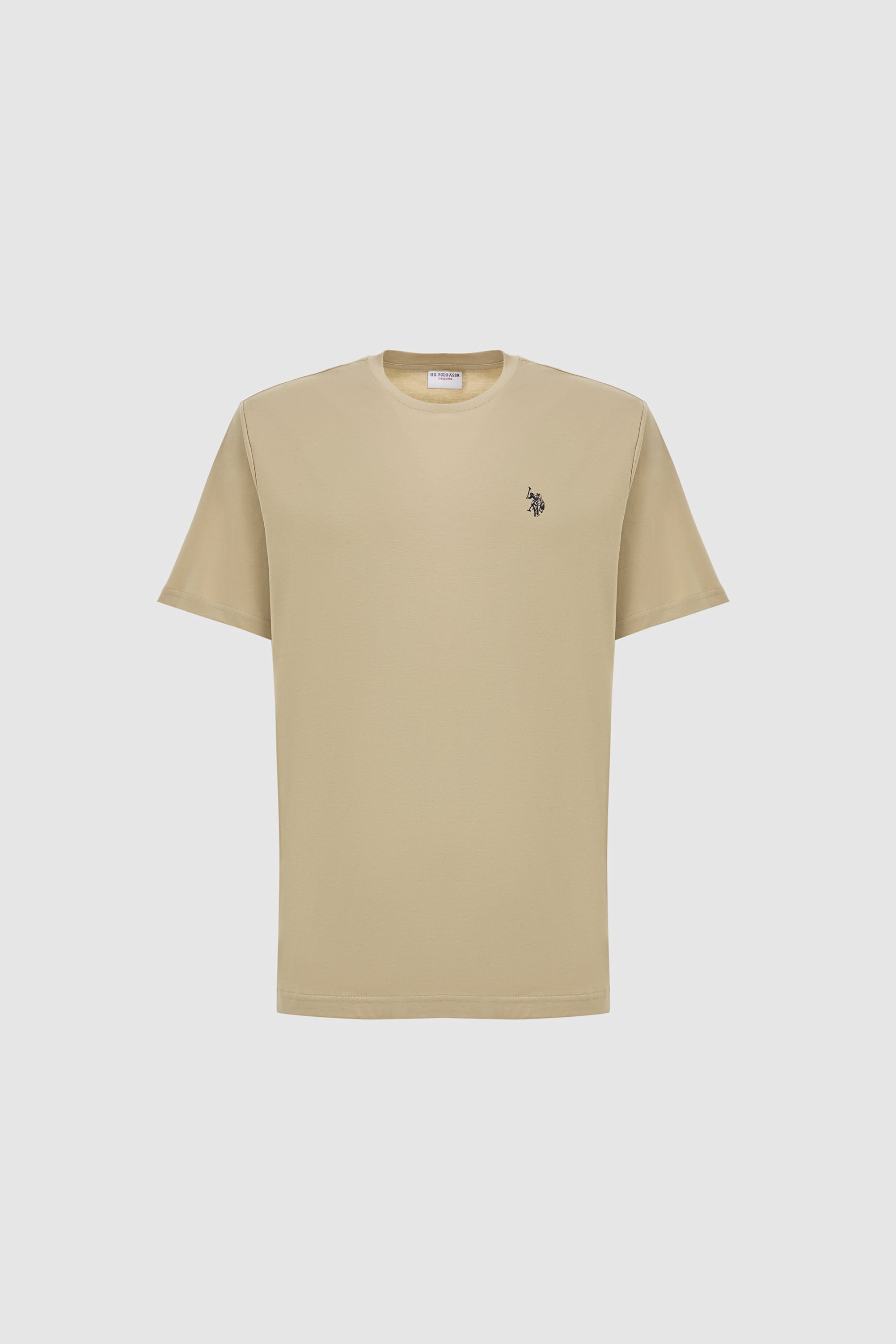 Erkek Açık Haki Regular Fit Bisiklet Yaka Basic Tişört - 50324944056