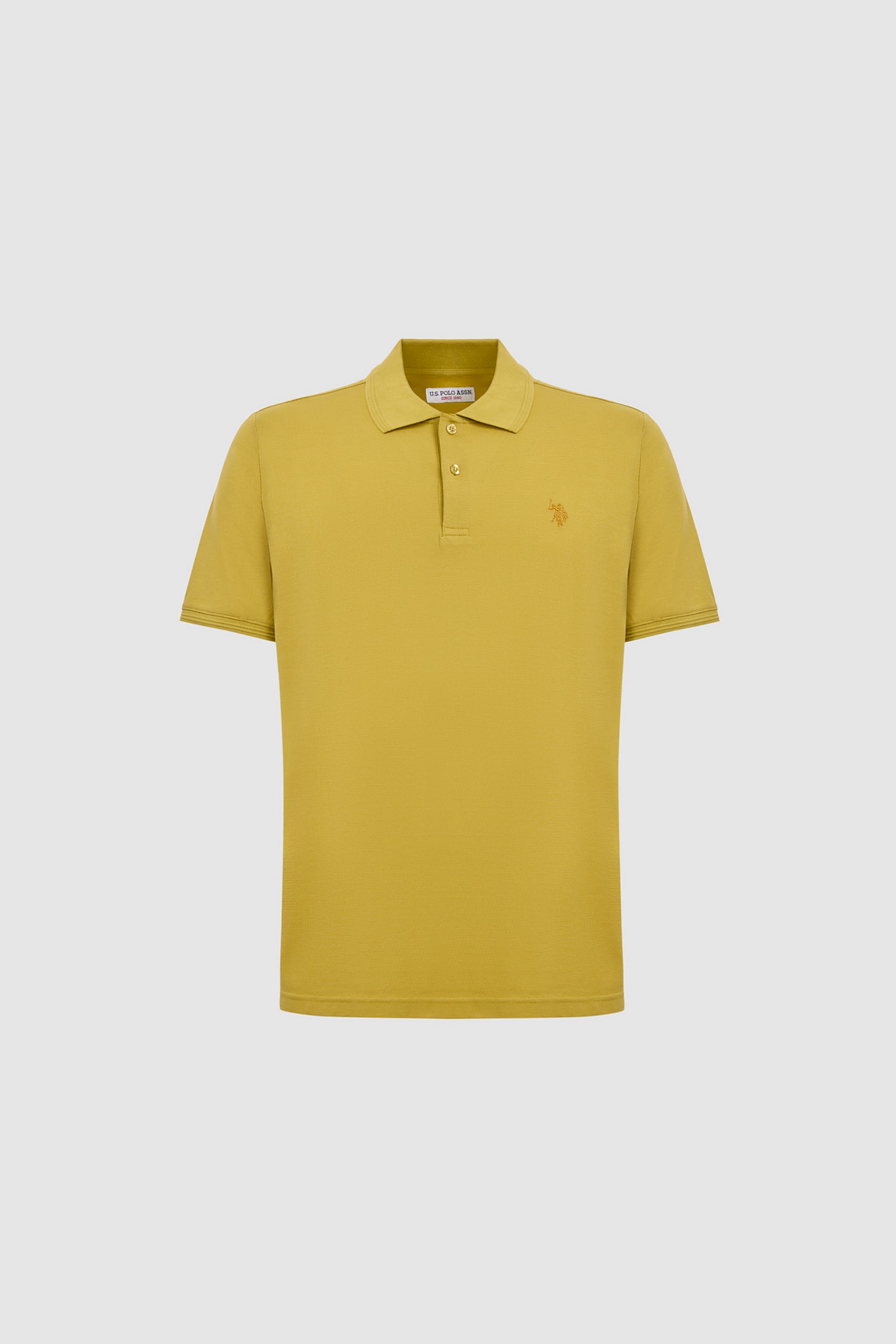 Erkek Hardal Regular Fit Polo Yaka Basic Tişört - 50324938238