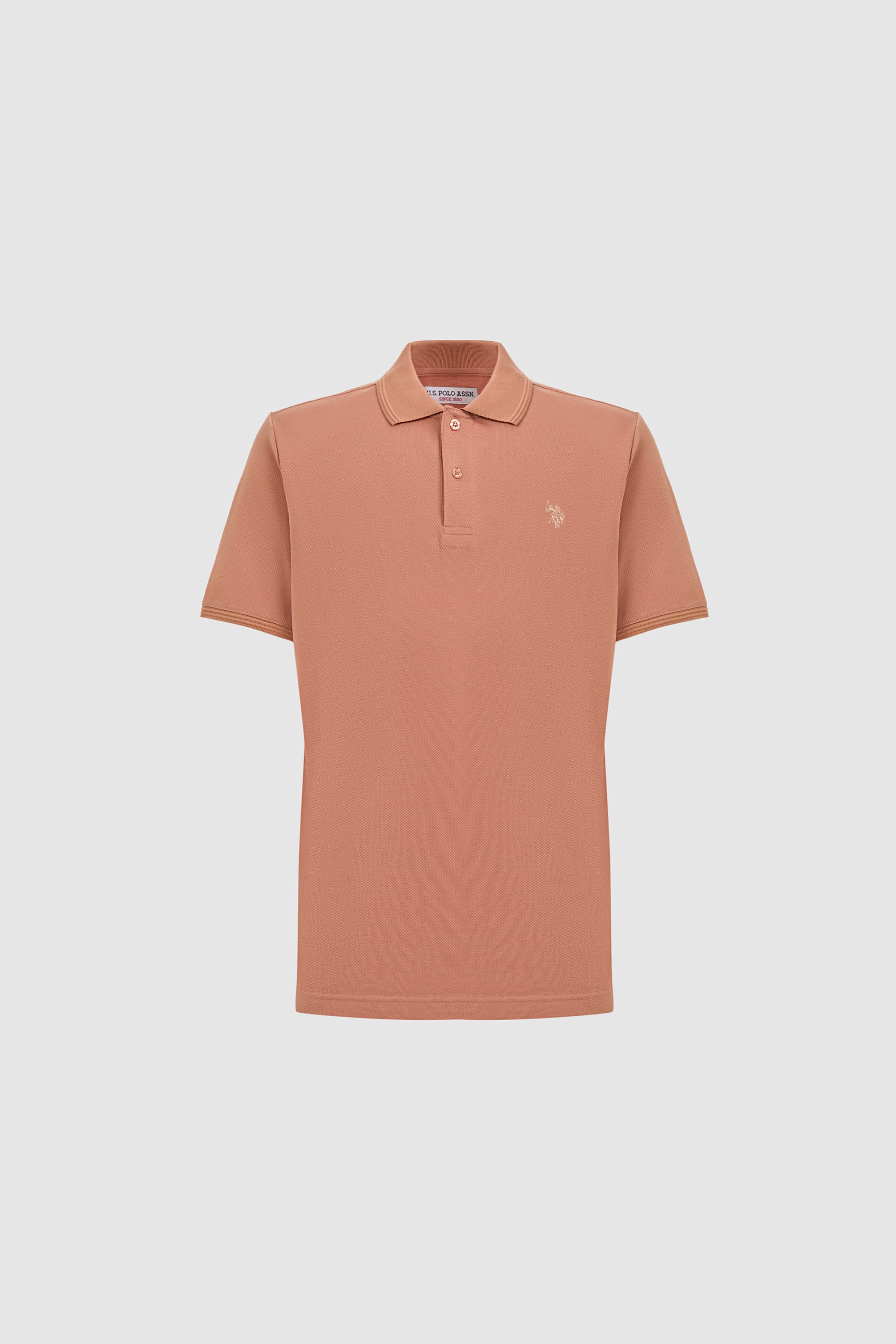 Erkek Pudra Regular Fit Polo Yaka Basic Tişört
