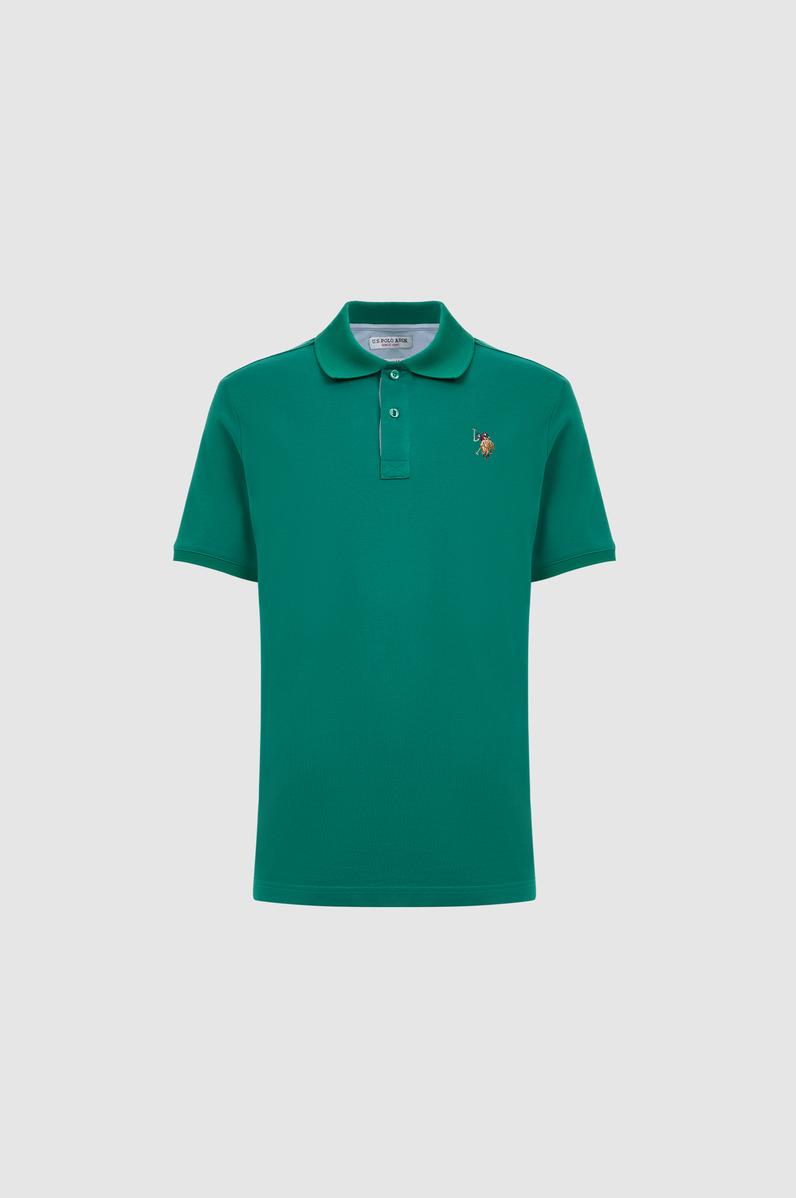 Erkek Koyu Yeşil Regular Fit Polo Yaka Basic Tişört