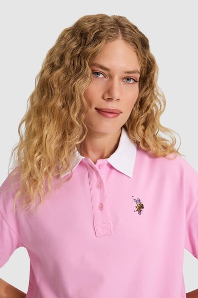 Kadın Pembe Polo Yaka Tişört
