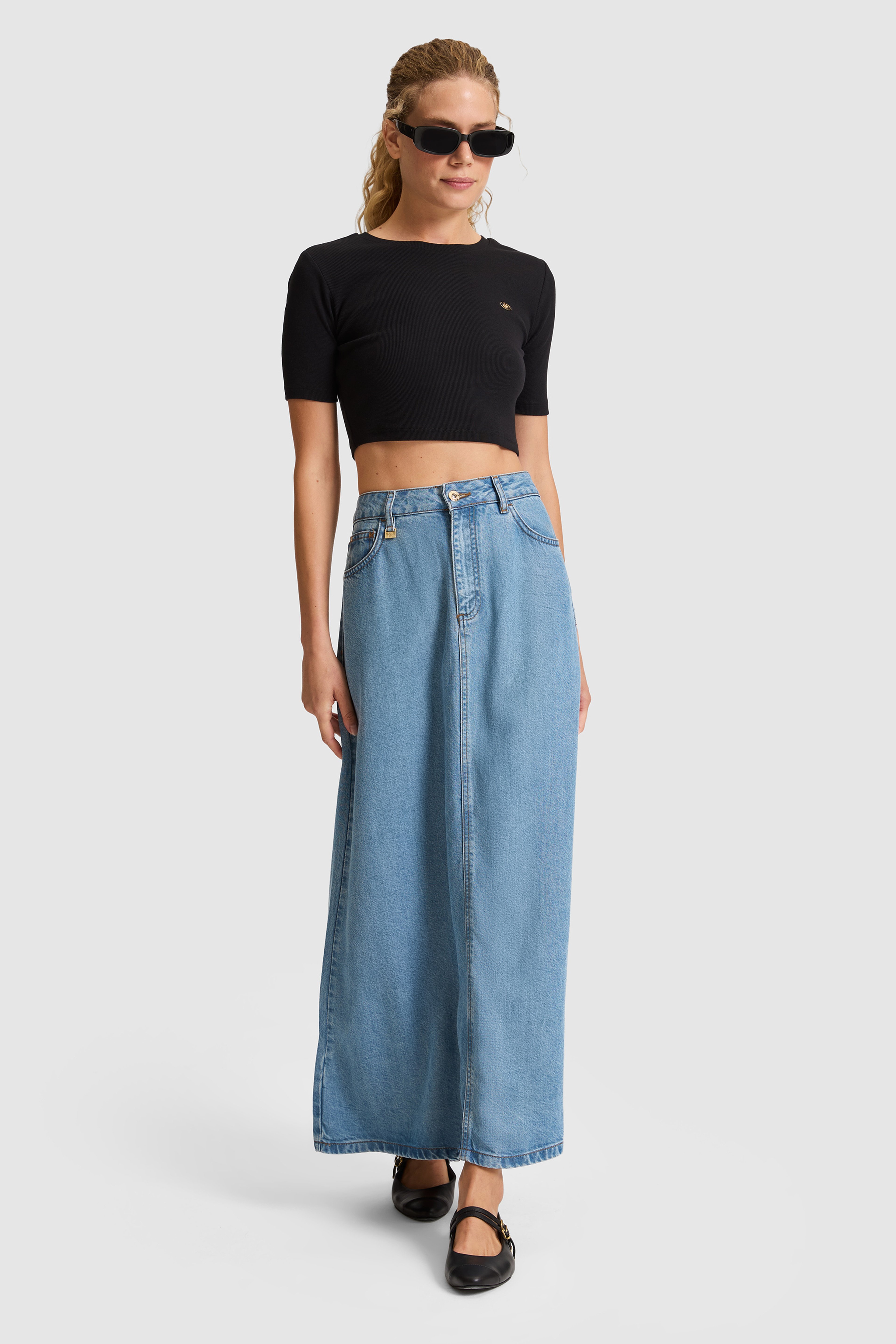 Kadın Açık Mavi Jean Etek