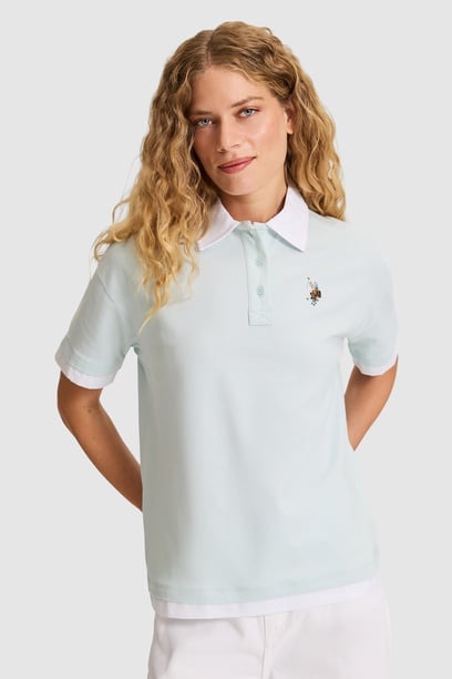 Kadın Su Yeşili Polo Yaka Tişört