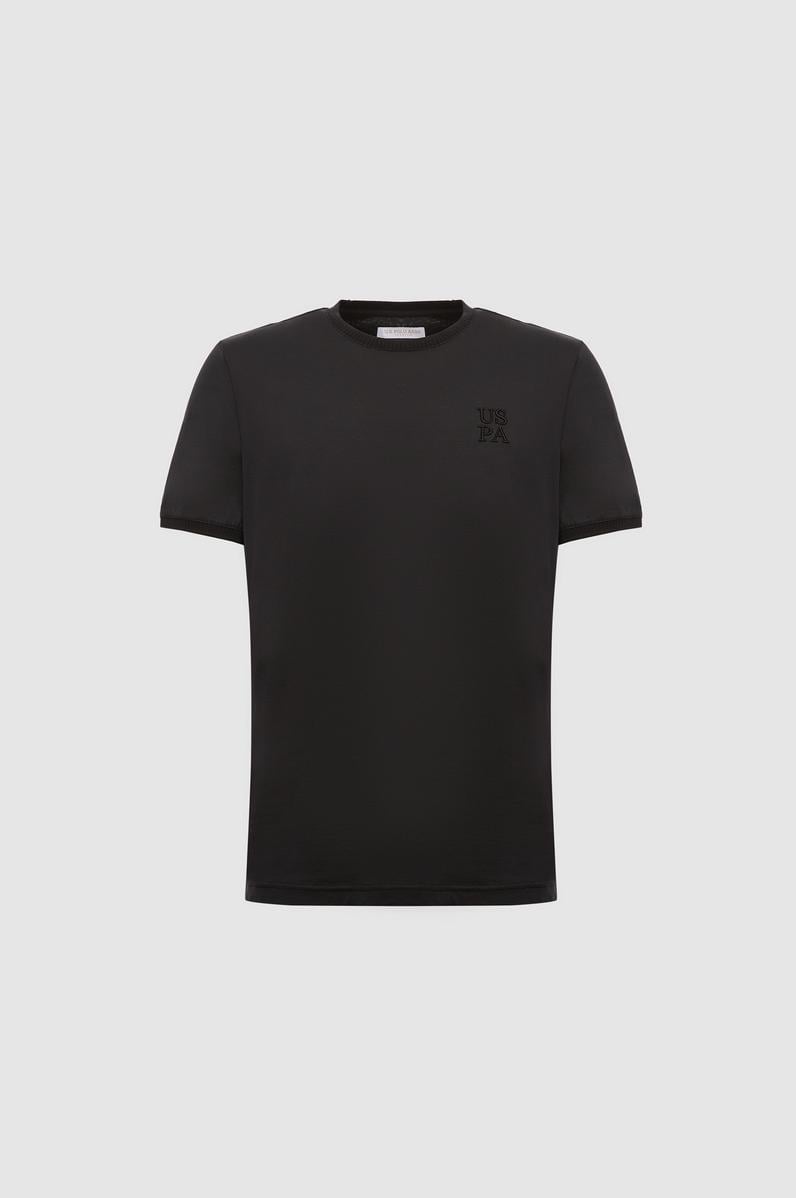 Erkek Siyah Regular Fit Bisiklet Yaka Tişört