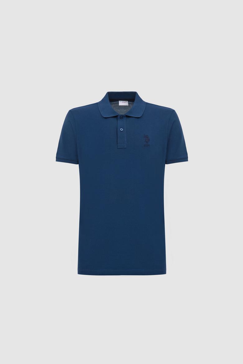 Erkek Açık Lacivert Slim Fit Polo Yaka Basic Tişört - 50326920188
