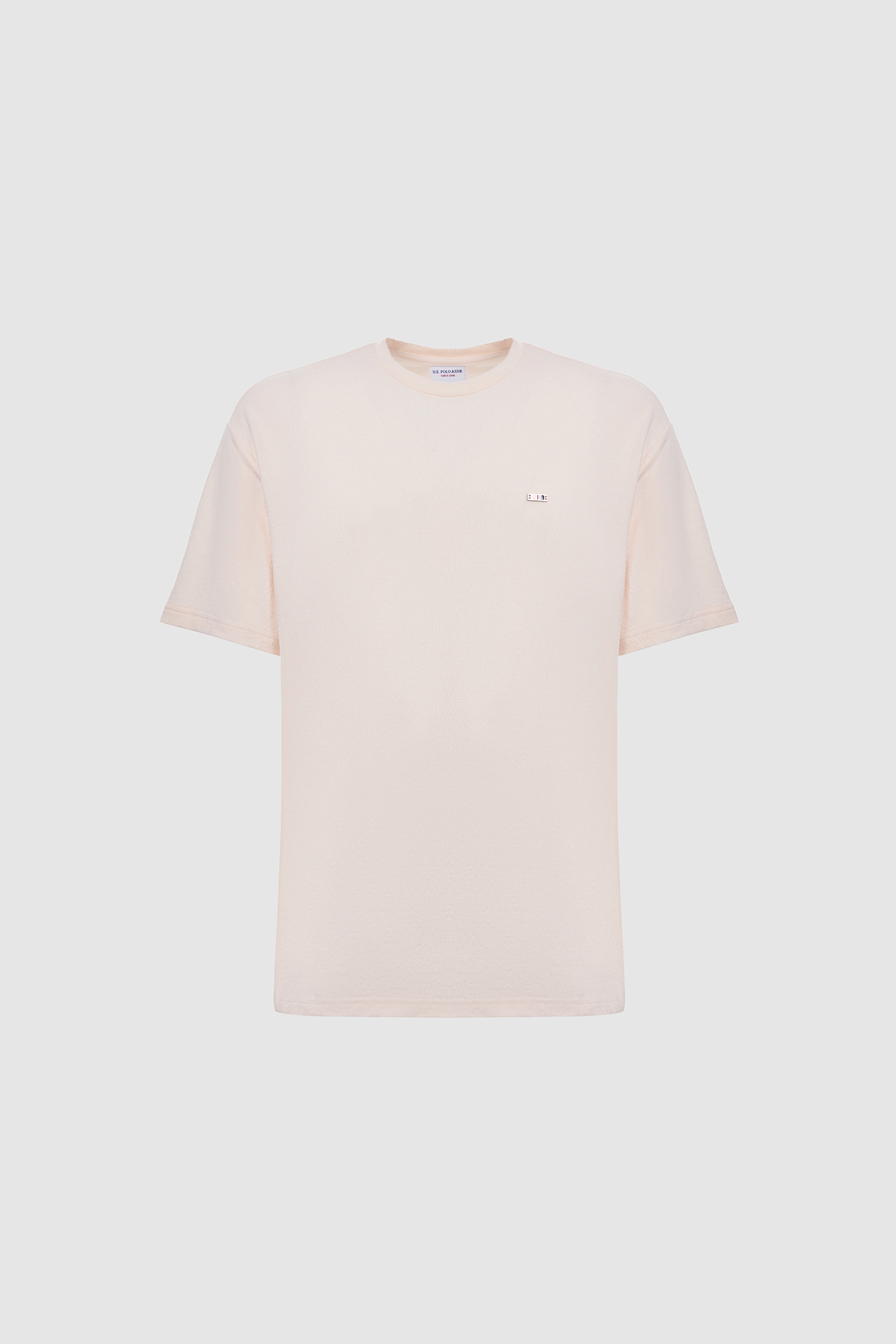 Erkek Krem Comfort Fit Bisiklet Yaka Tişört