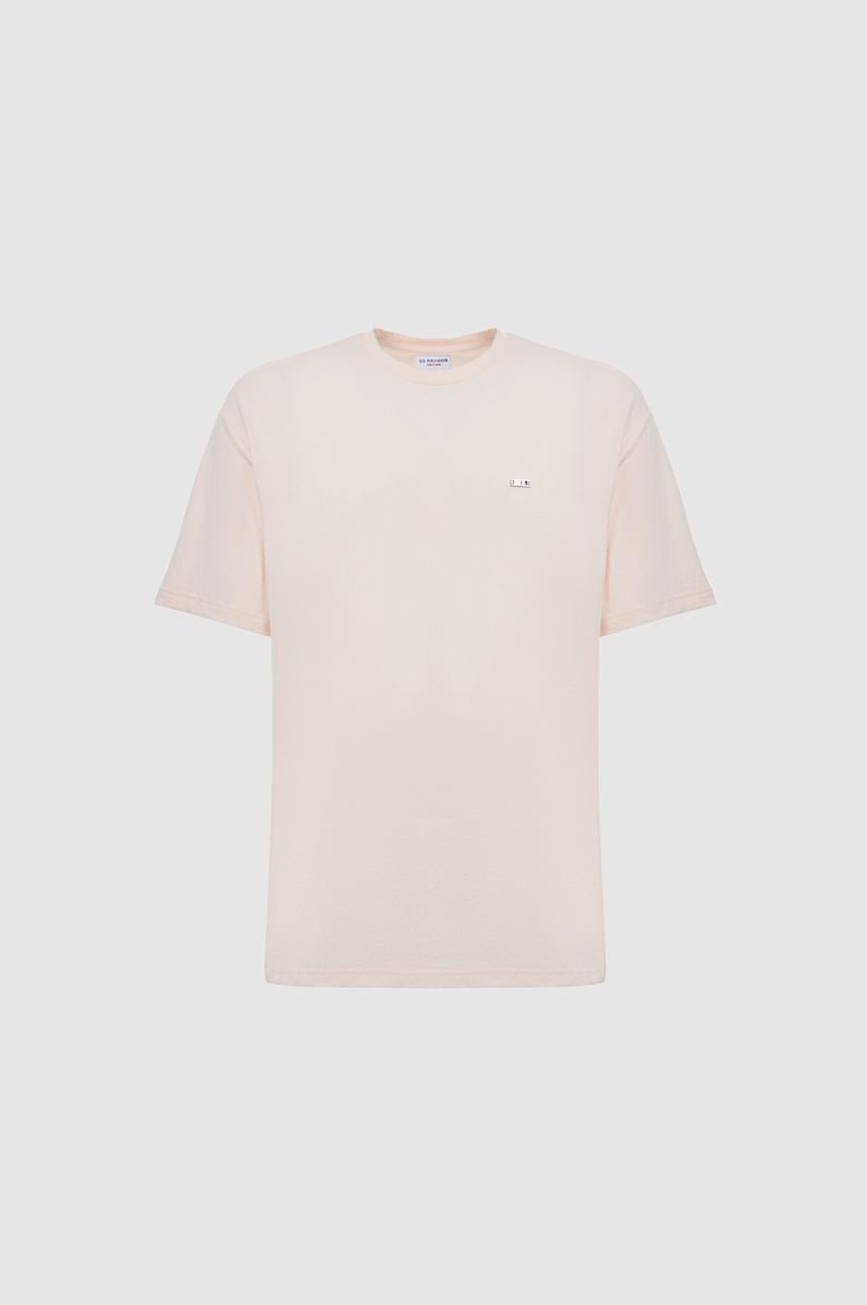 Erkek Krem Comfort Fit Bisiklet Yaka Tişört