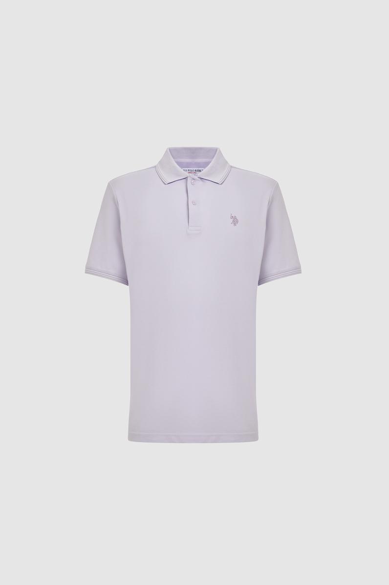 Erkek Lila Regular Fit Polo Yaka Basic Tişört