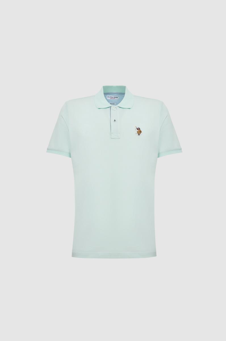 Erkek Su Yeşili Regular Fit Polo Yaka Basic Tişört