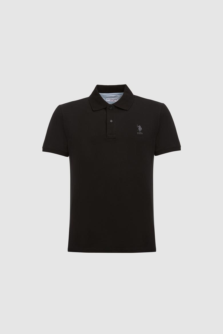 Erkek Siyah Slim Fit Polo Yaka Basic Tişört - 50322303067