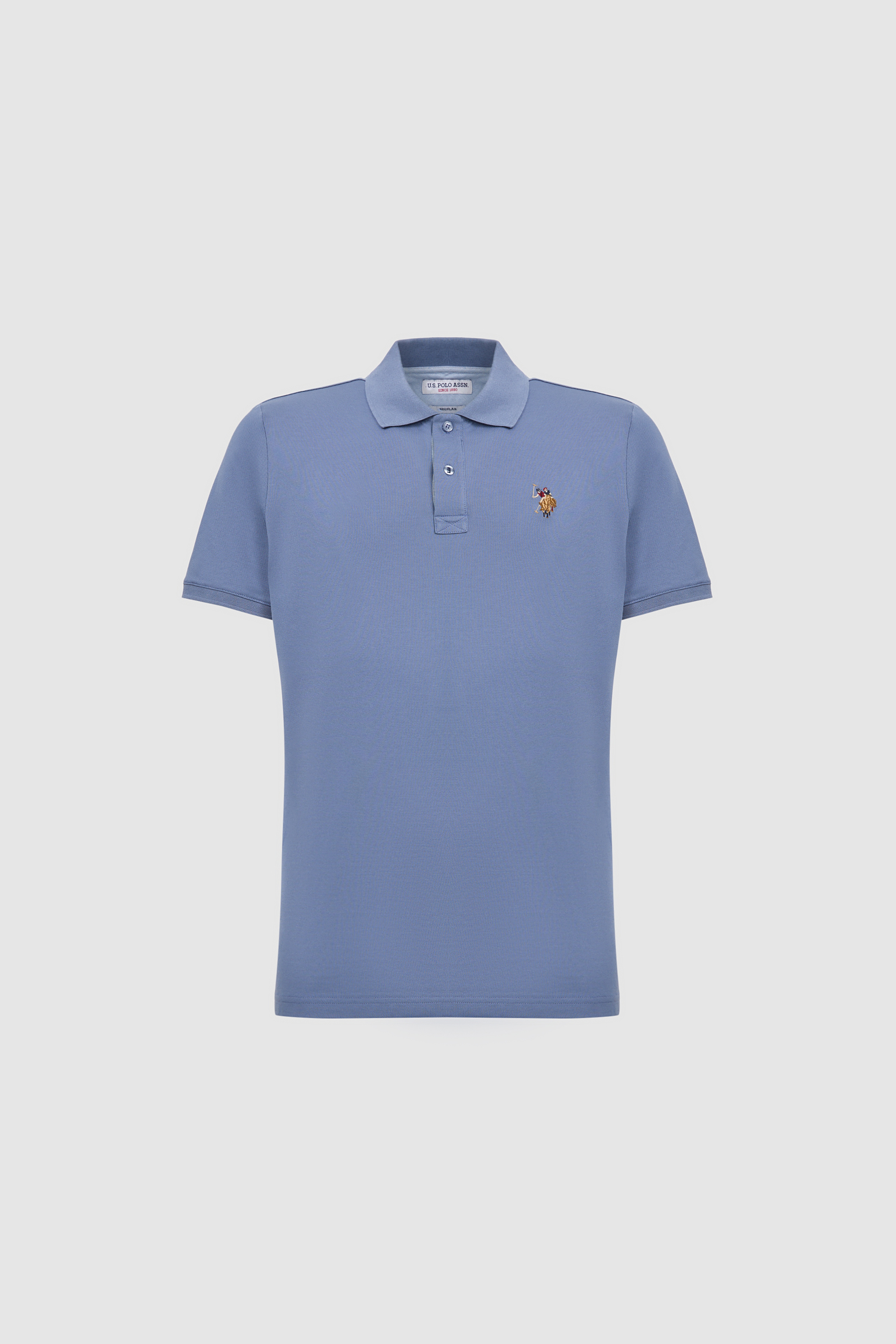 Erkek İndigo Regular Fit Polo Yaka Basic Tişört - Image 7