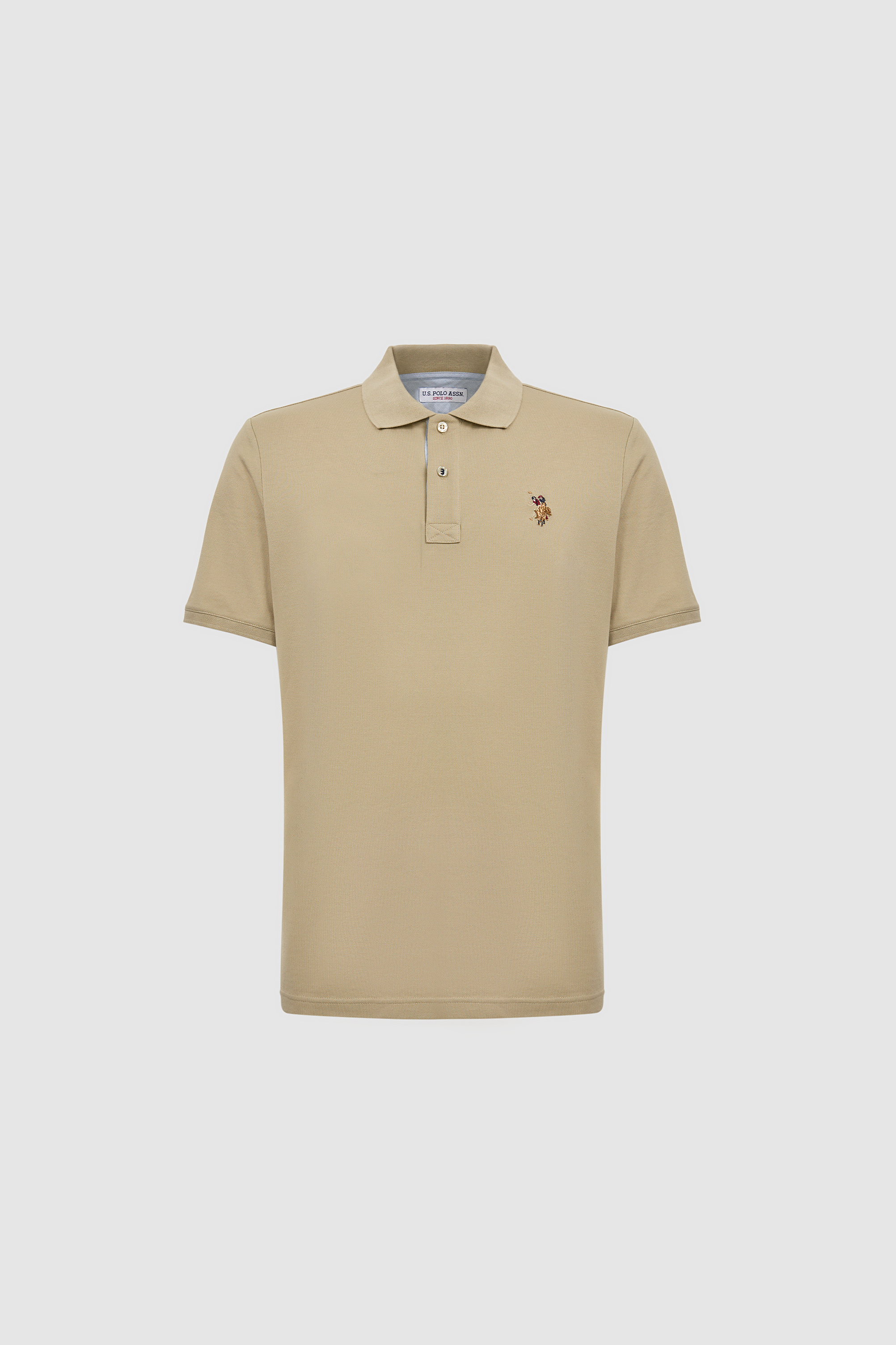 Erkek Açık Haki Regular Fit Polo Yaka Basic Tişört - 50324937168