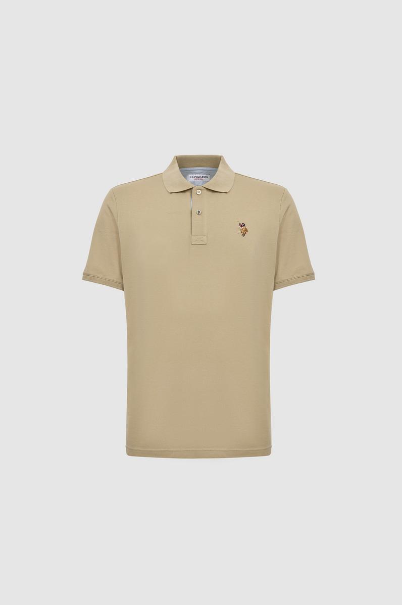 Erkek Açık Haki Regular Fit Polo Yaka Basic Tişört