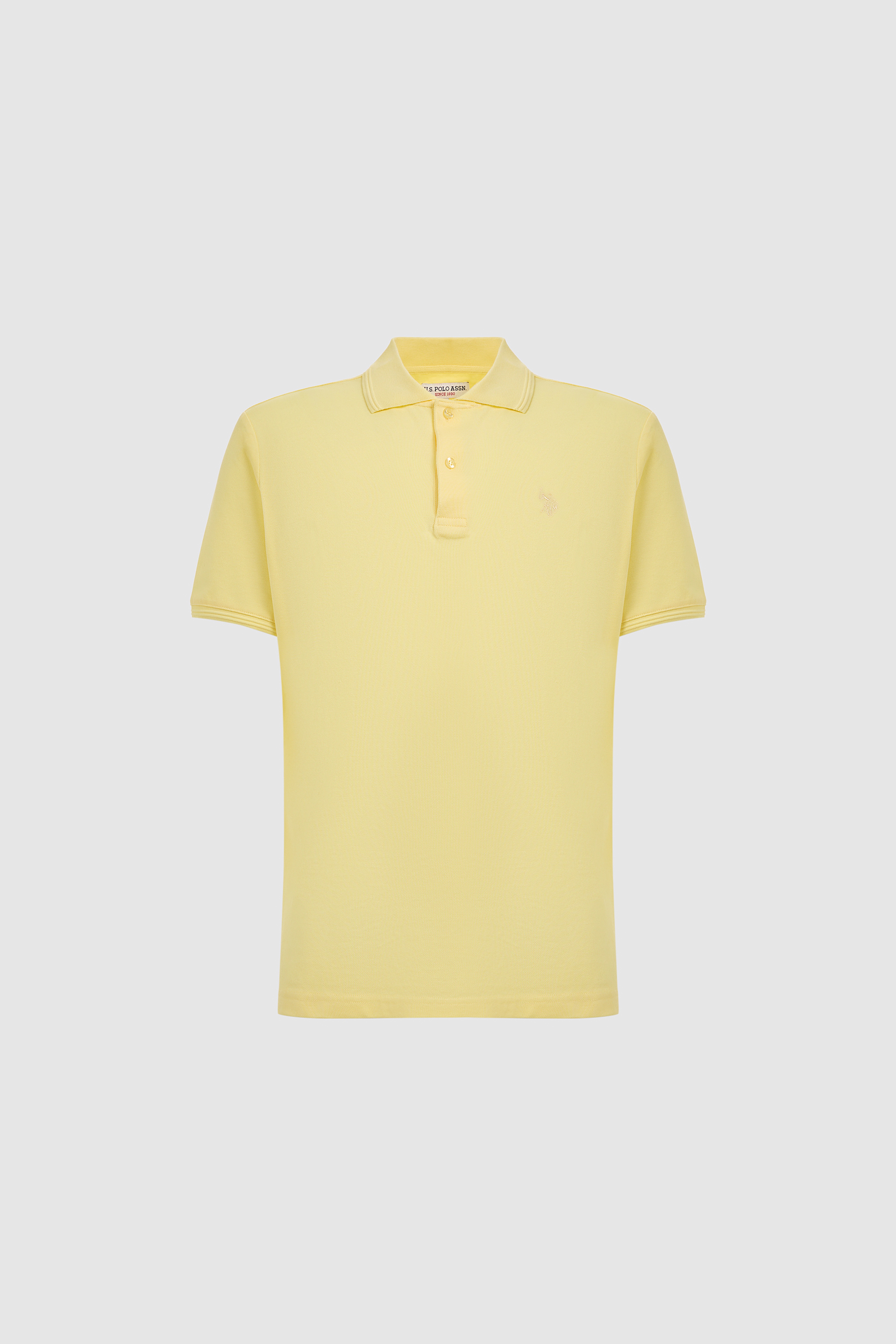 Erkek Açık Sarı Regular Fit Polo Yaka Basic Tişört