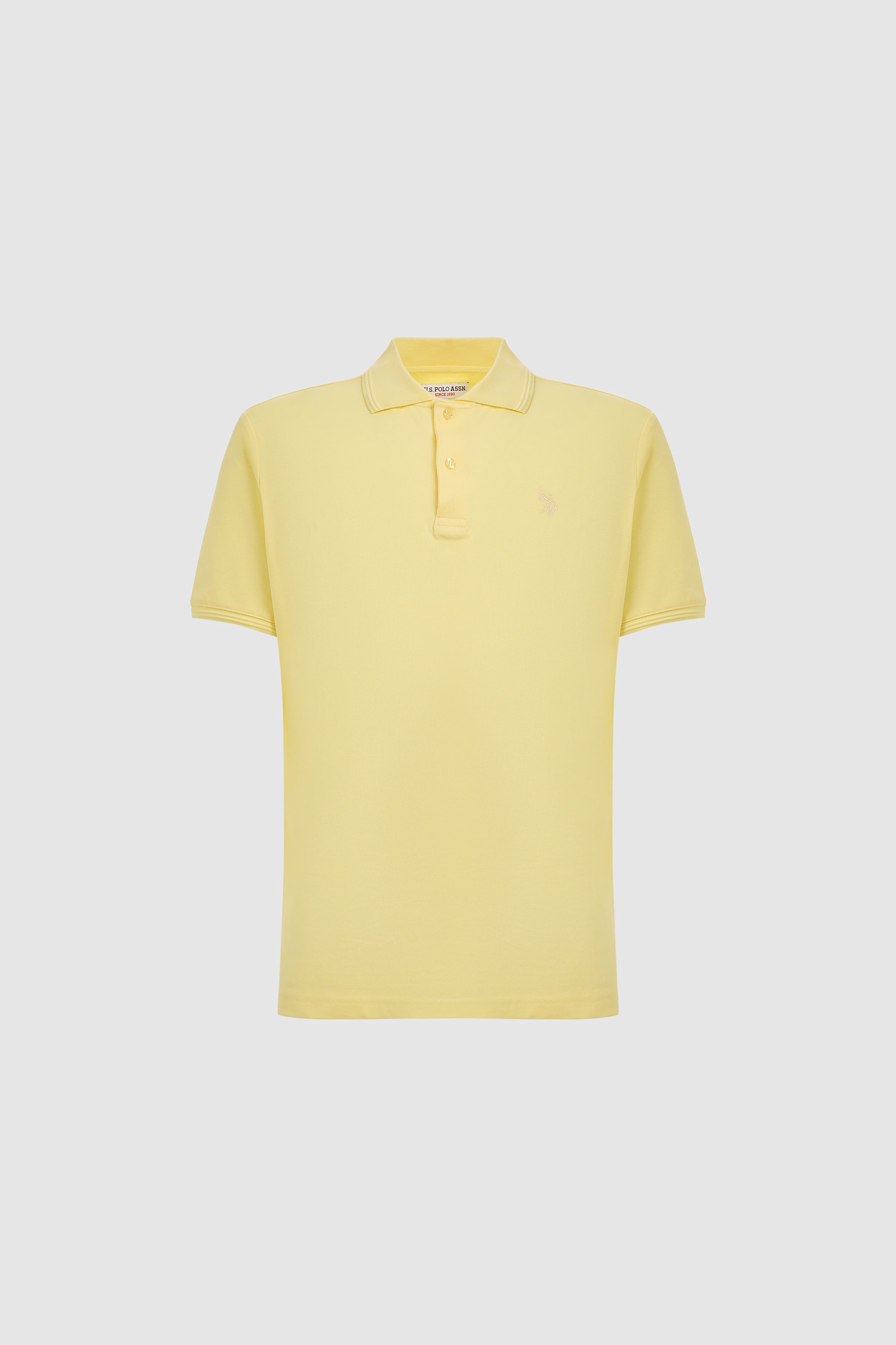 Erkek Açık Sarı Regular Fit Polo Yaka Basic Tişört