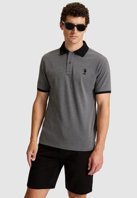 Erkek Antrasit Melanj Regular Fit Polo Yaka Basic Tişört - 50326978065