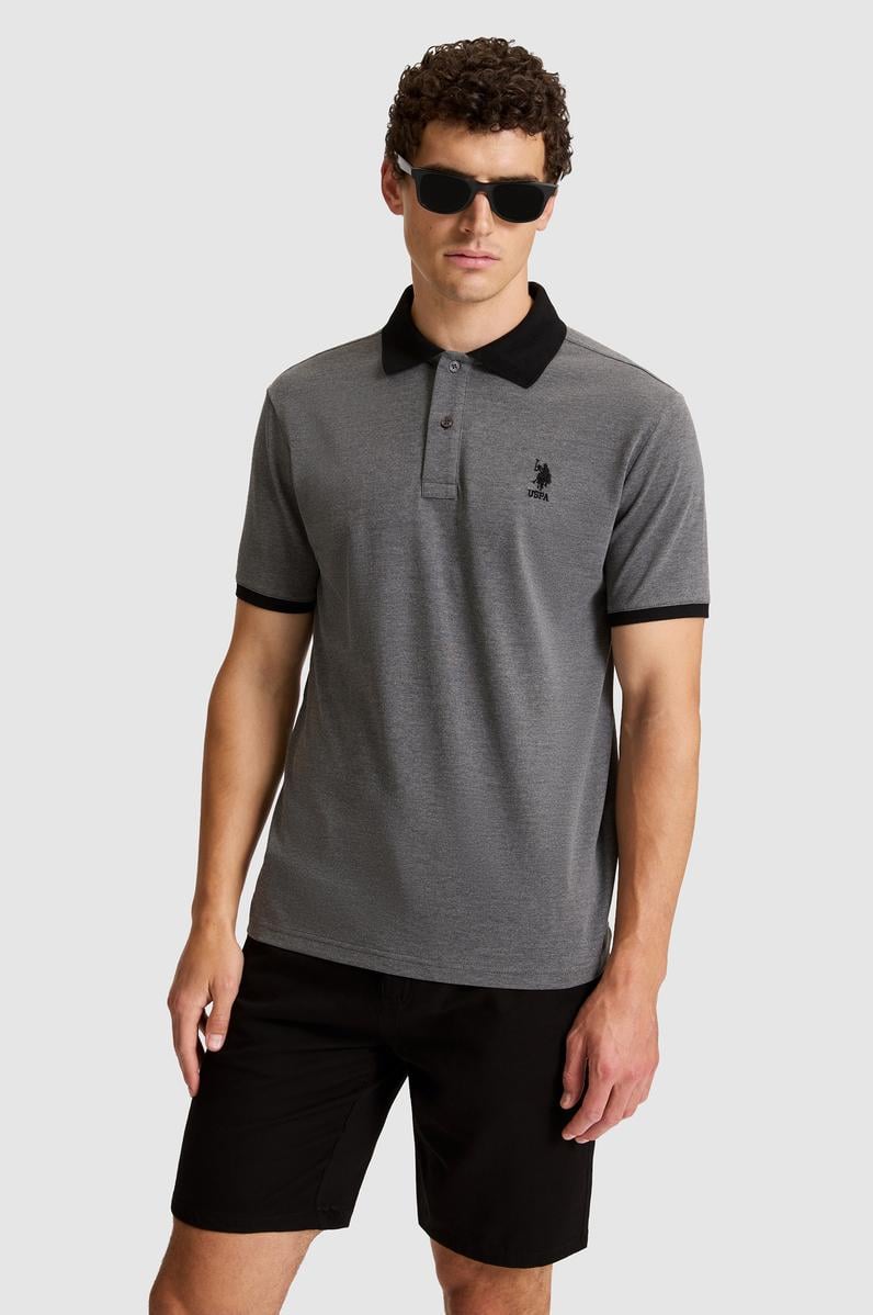 Erkek Antrasit Melanj Regular Fit Polo Yaka Basic Tişört