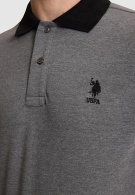 Erkek Antrasit Melanj Regular Fit Polo Yaka Basic Tişört - 50326978065