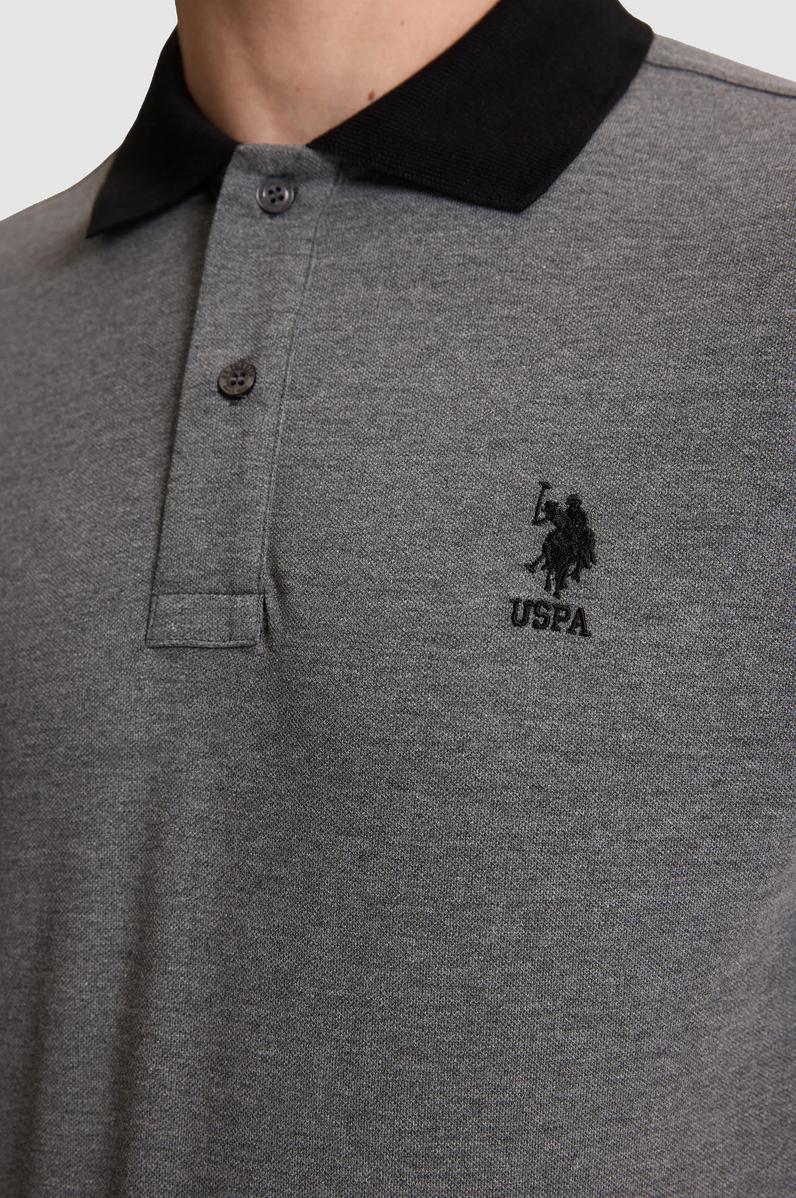 Erkek Antrasit Melanj Regular Fit Polo Yaka Basic Tişört
