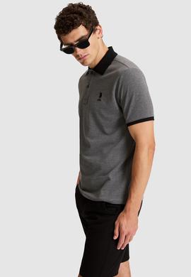 Erkek Antrasit Melanj Regular Fit Polo Yaka Basic Tişört - 50326978065