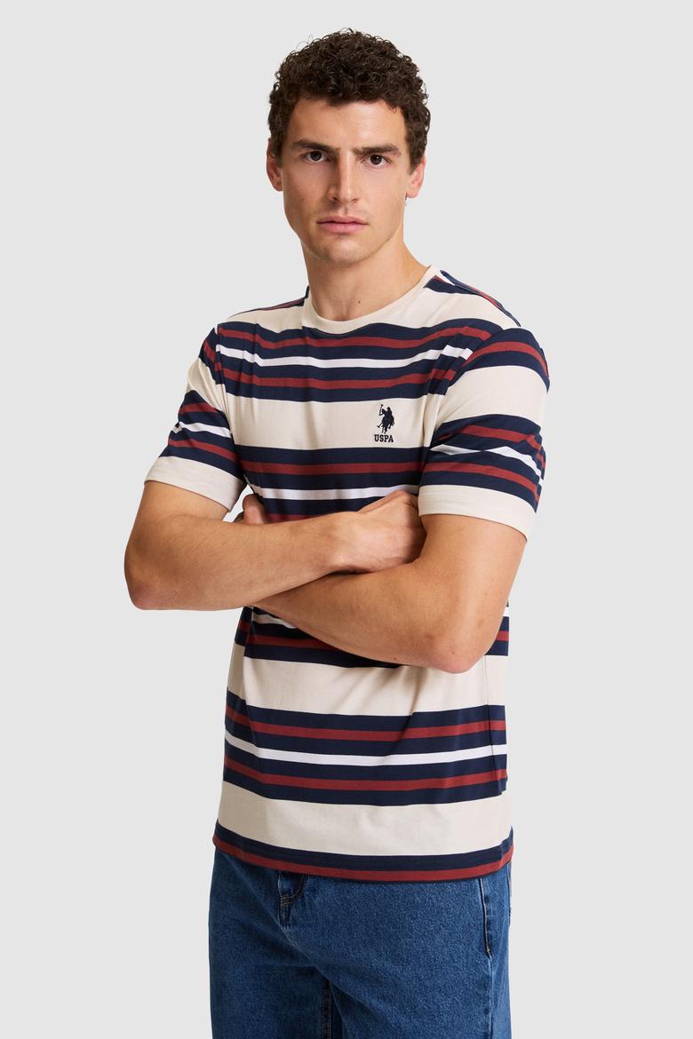 Erkek Krem Regular Fit Bisiklet Yaka Tişört - 50326971021