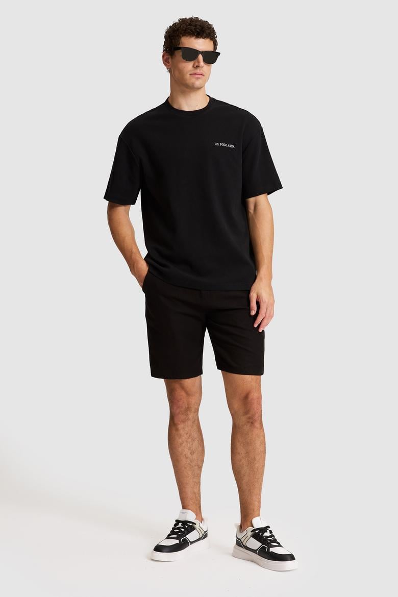 Erkek Siyah Comfort Fit Bisiklet Yaka Tişört - 50326950020
