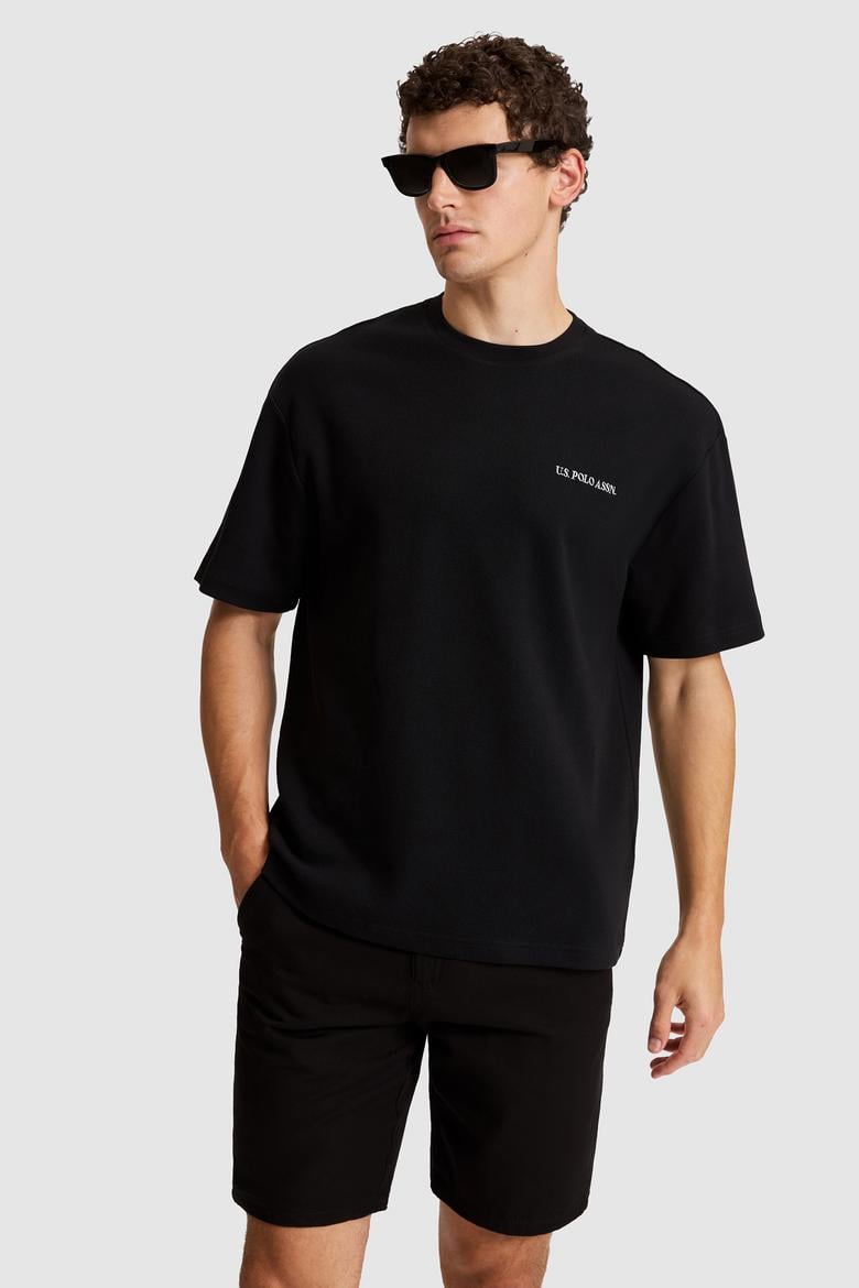 Erkek Siyah Comfort Fit Bisiklet Yaka Tişört - 50326950020