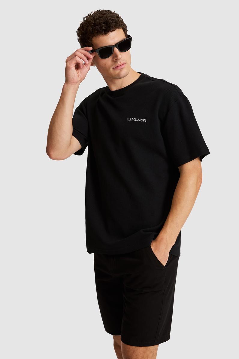 Erkek Siyah Comfort Fit Bisiklet Yaka Tişört