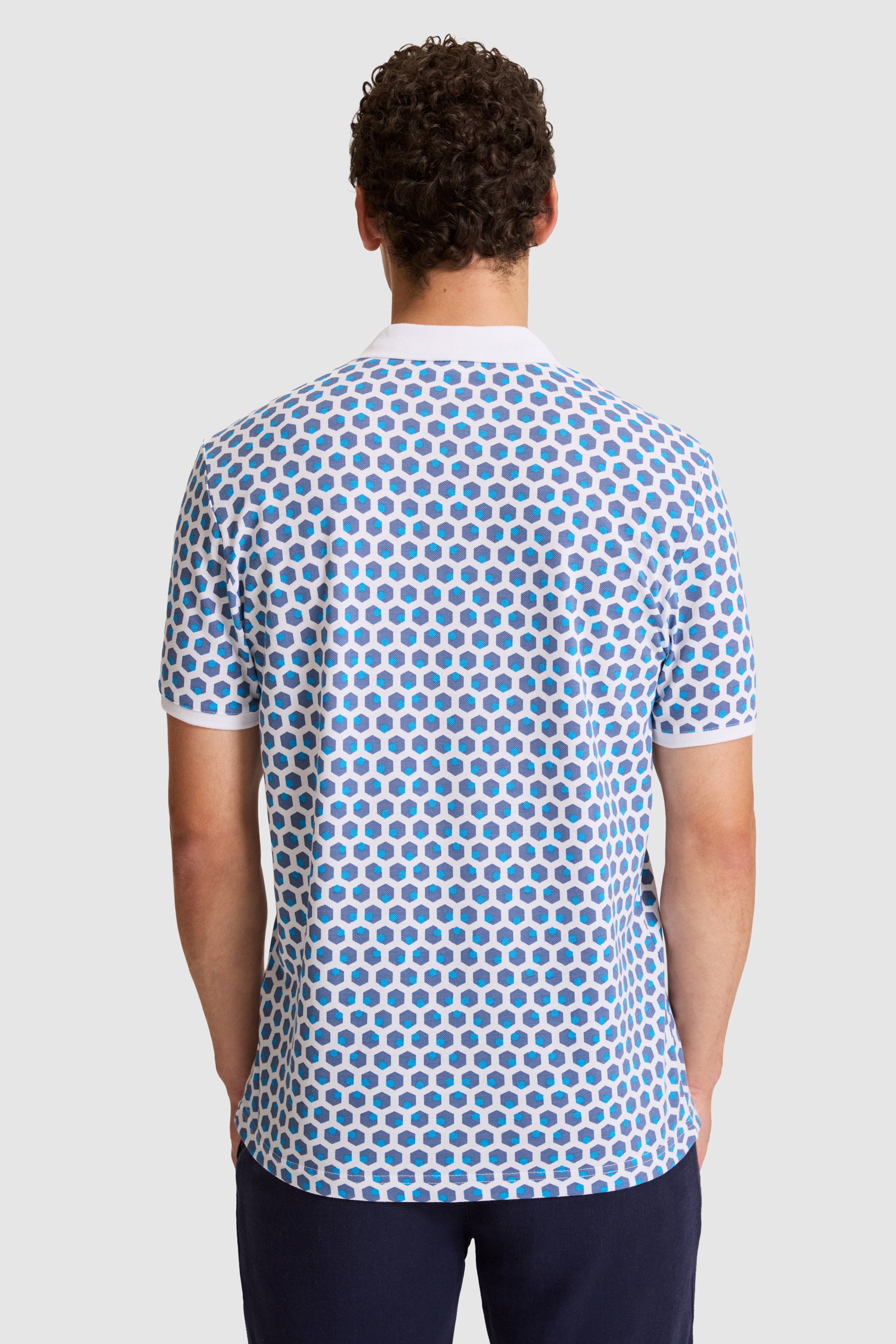 Erkek Beyaz Regular Fit Polo Yaka Tişört - Image 5