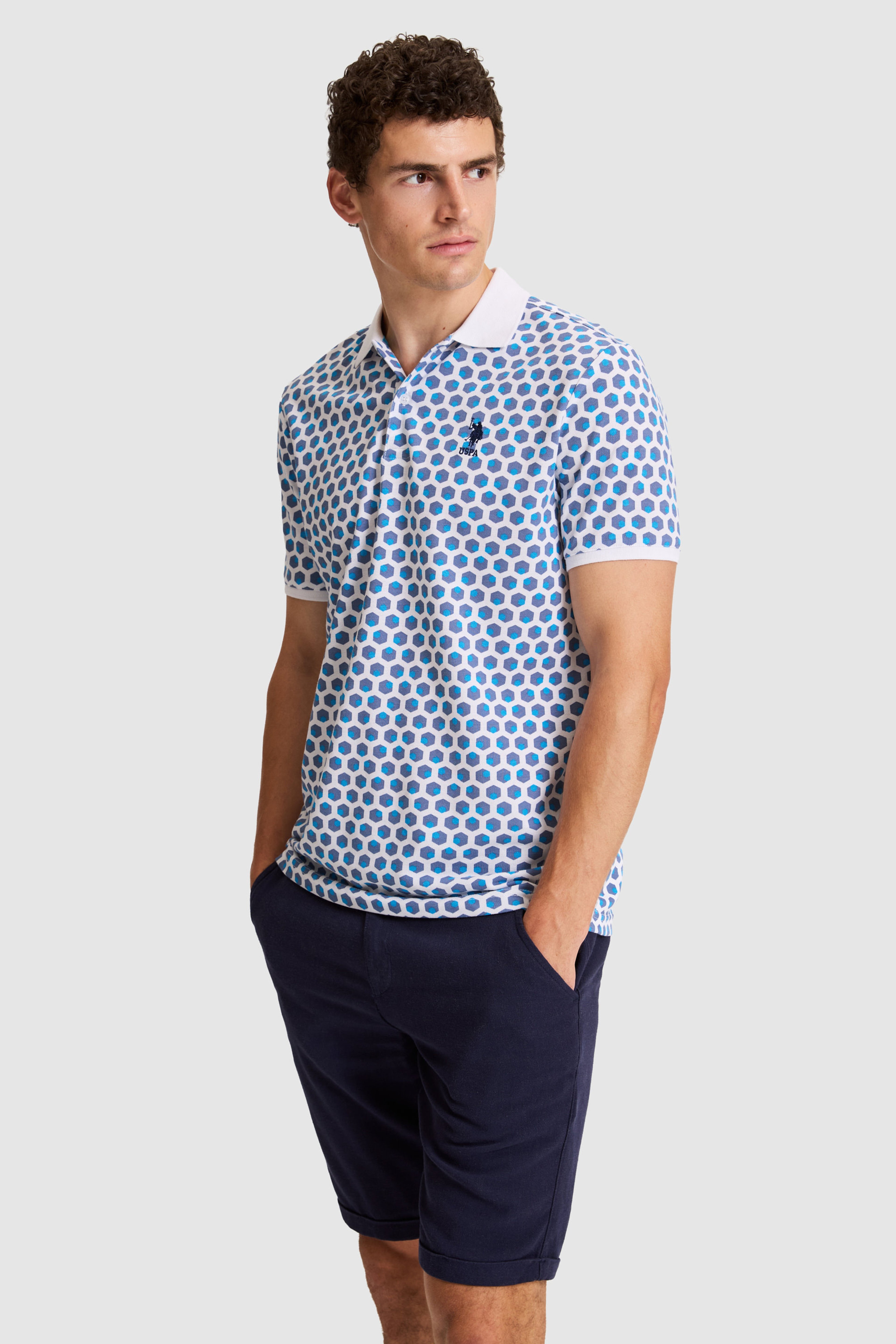 Erkek Beyaz Regular Fit Polo Yaka Tişört - Image 3